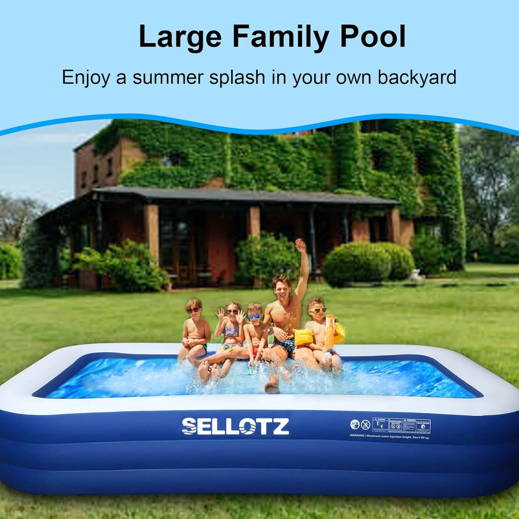 Inflatable Pool for Kids and Adults, 120 X 72 X 22 Oversized Thickened Family Swimming Pool for Toddlers, Outdoor, Garden, Backyard, Summer Water Party