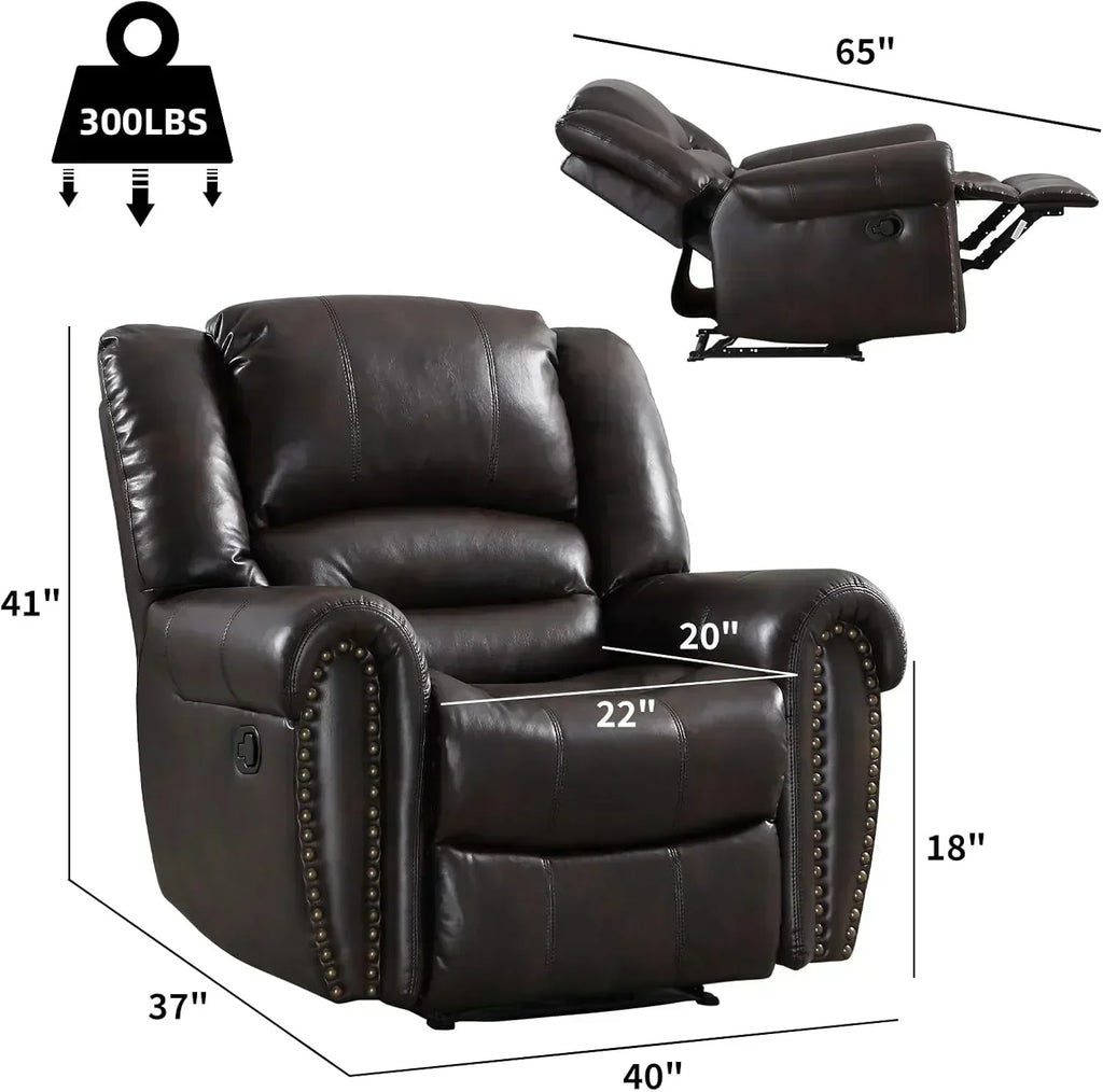 Leather recliner classic traditional manual recliner single sofa for living room