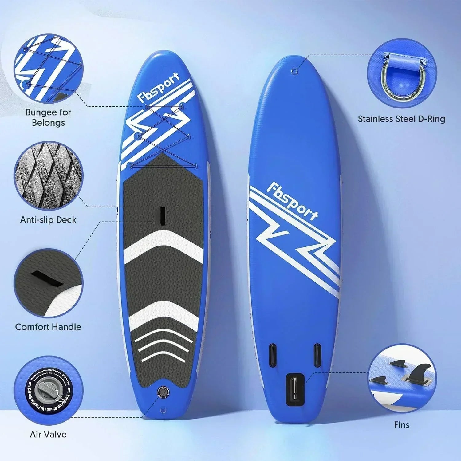 FBSPORT 11' Premium Stand Up Paddle Board Yoga Board with Durable SUP Accessories Carry Bag
