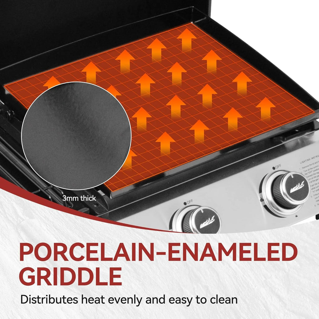 Royal Gourmet PD1305H 3 Burner Propane Gas Grill and Griddle Combo Lid 3-in-1 Grill Griddle Combo