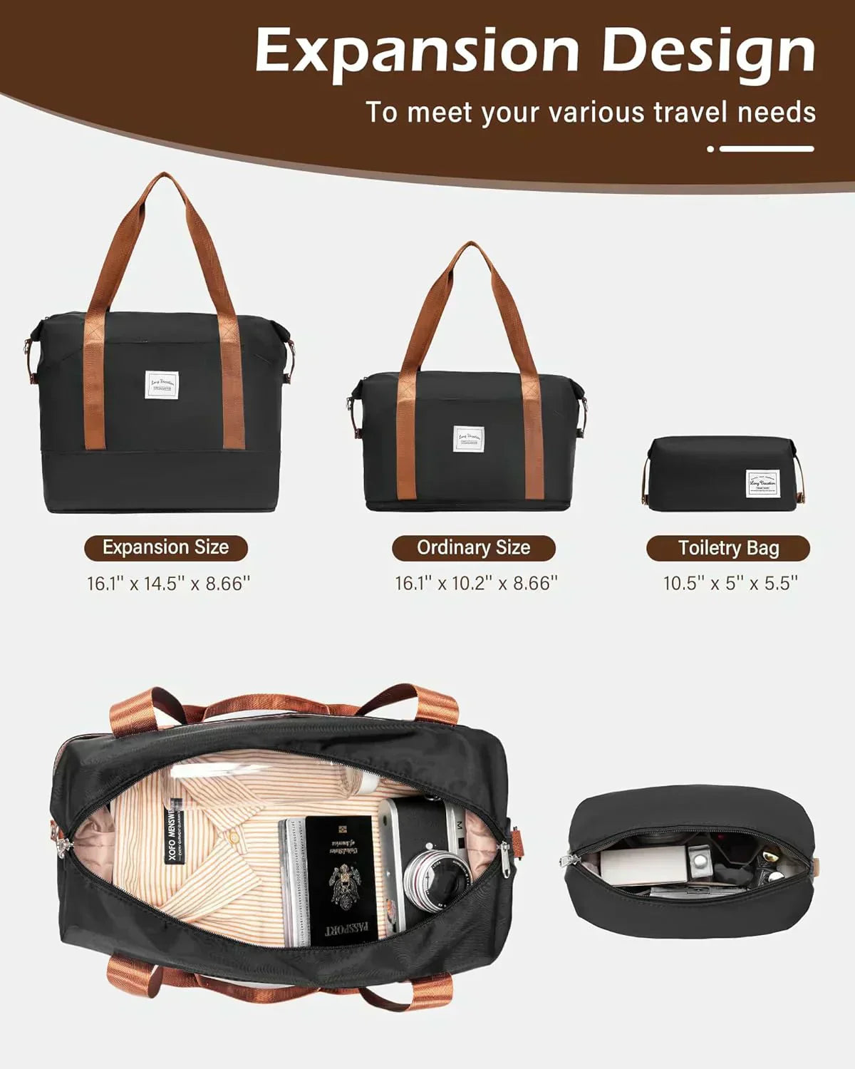LONG VACATION 6 Piece Luggage Set Carry on Suitcase with ABS+PC hardshell Spinner Wheels