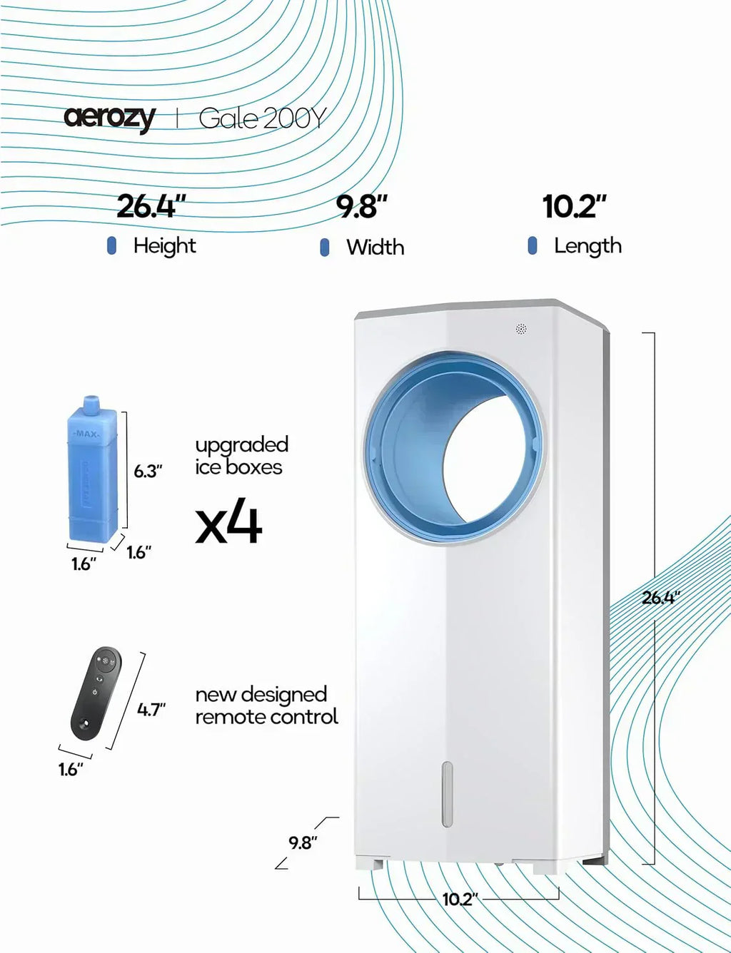 Windowless Portable Air Conditioner 26.3 Small Evaporative Air Cooler for Room No Window