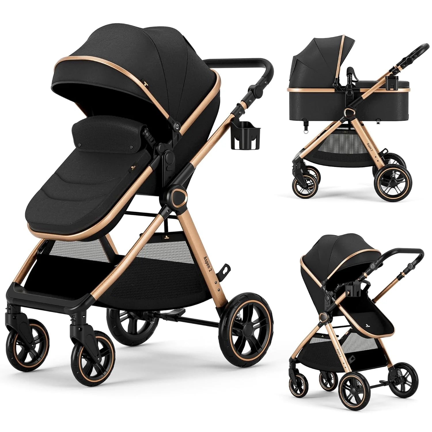 Accombe 2 in 1 Baby Stroller Convertible Bassinet Pushchair for Infants and Newborns 0-36 Months