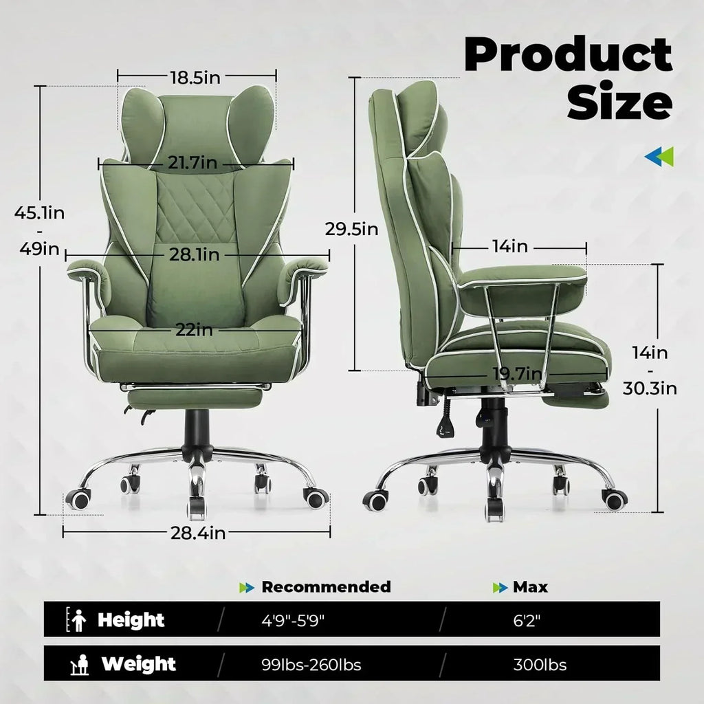 Large high back office chair high back leather gaming chair with footrest