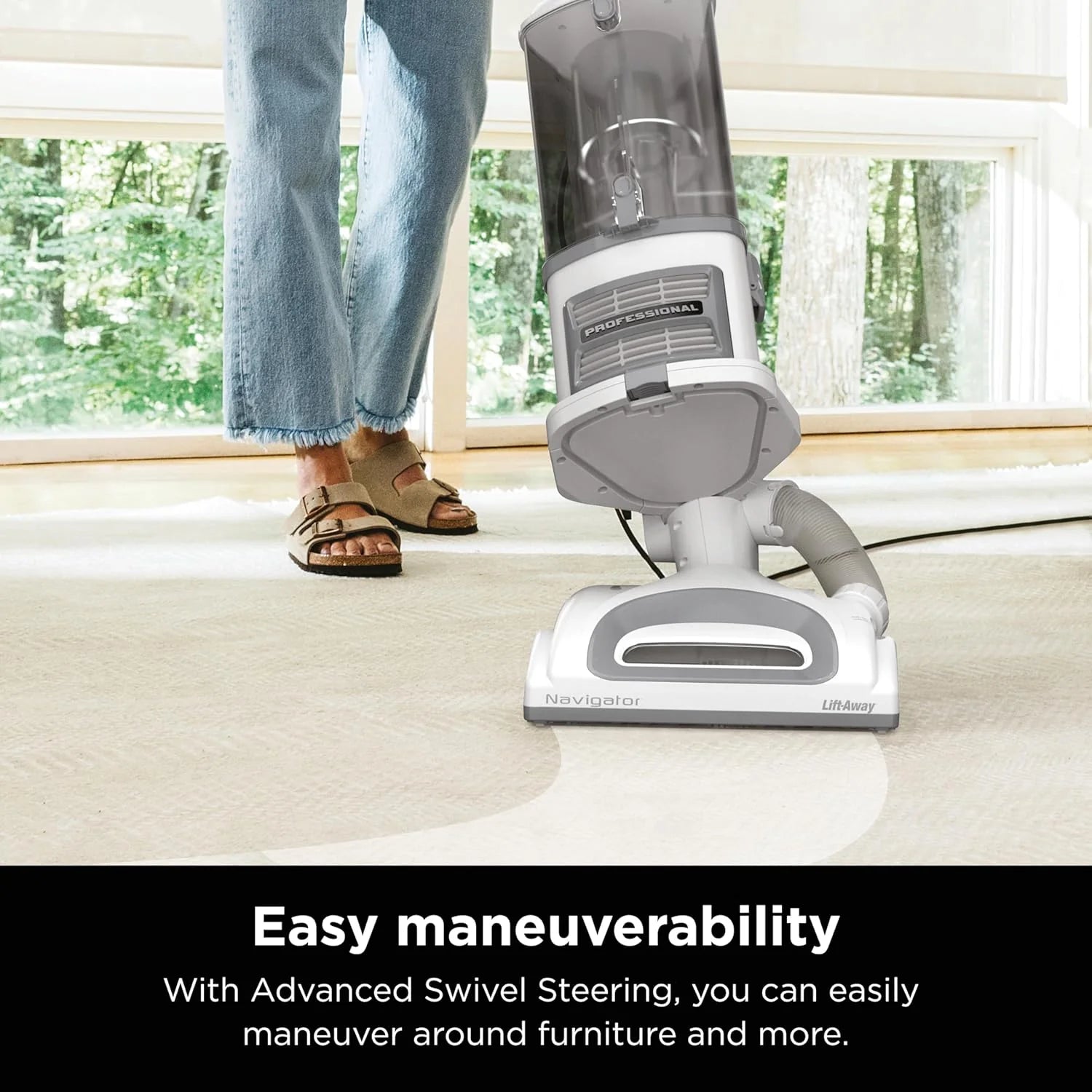 Upright Vacuum Navigator Lift-Away Deluxe with Large Dust Cup Capacity HEPA Filter Swivel Steering Upholstery Tool & Crevice Tool