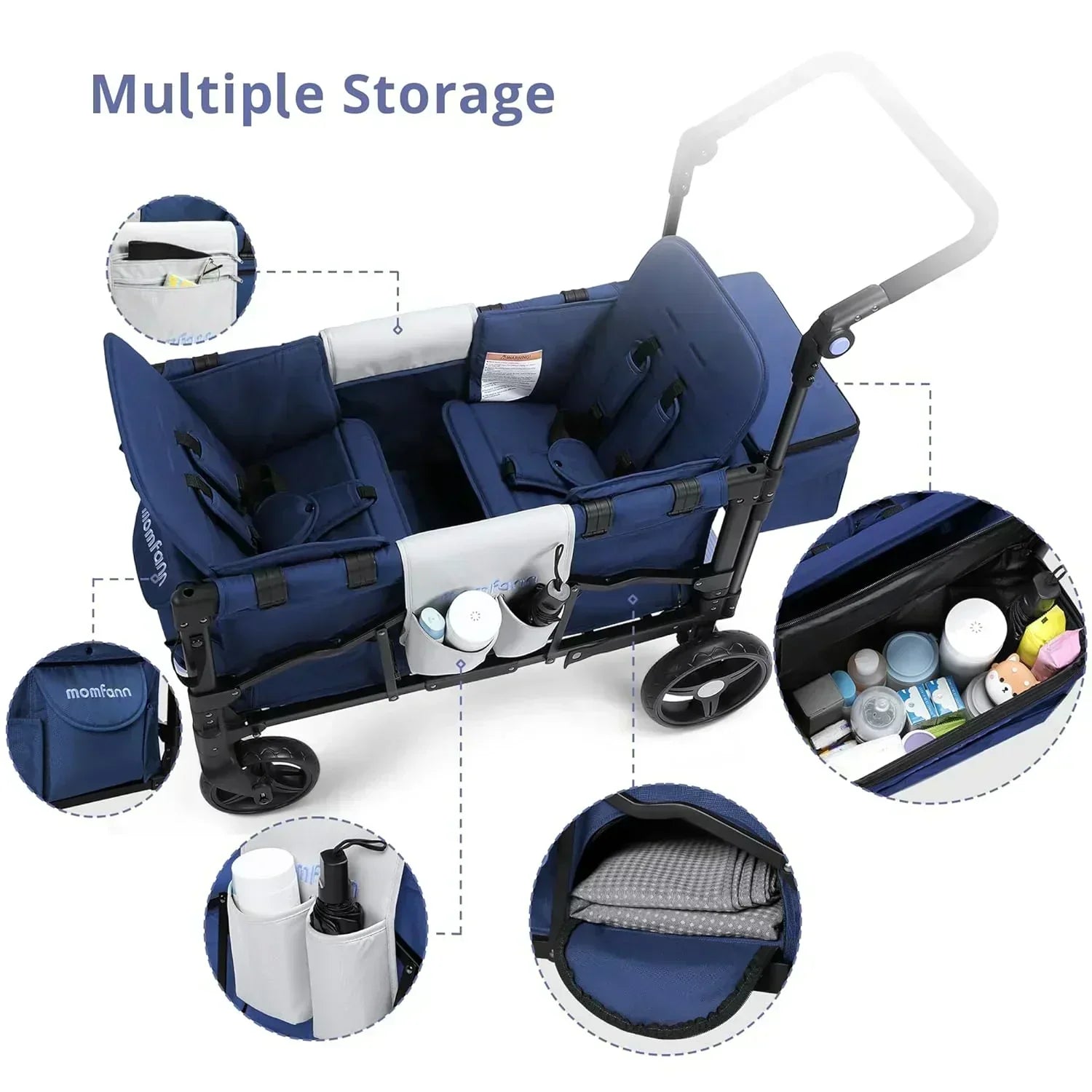 Stroller Wagon for Kids Wagon Stroller Toddlers 2 Seaters All-Terrain Baby Wagon Outdoor