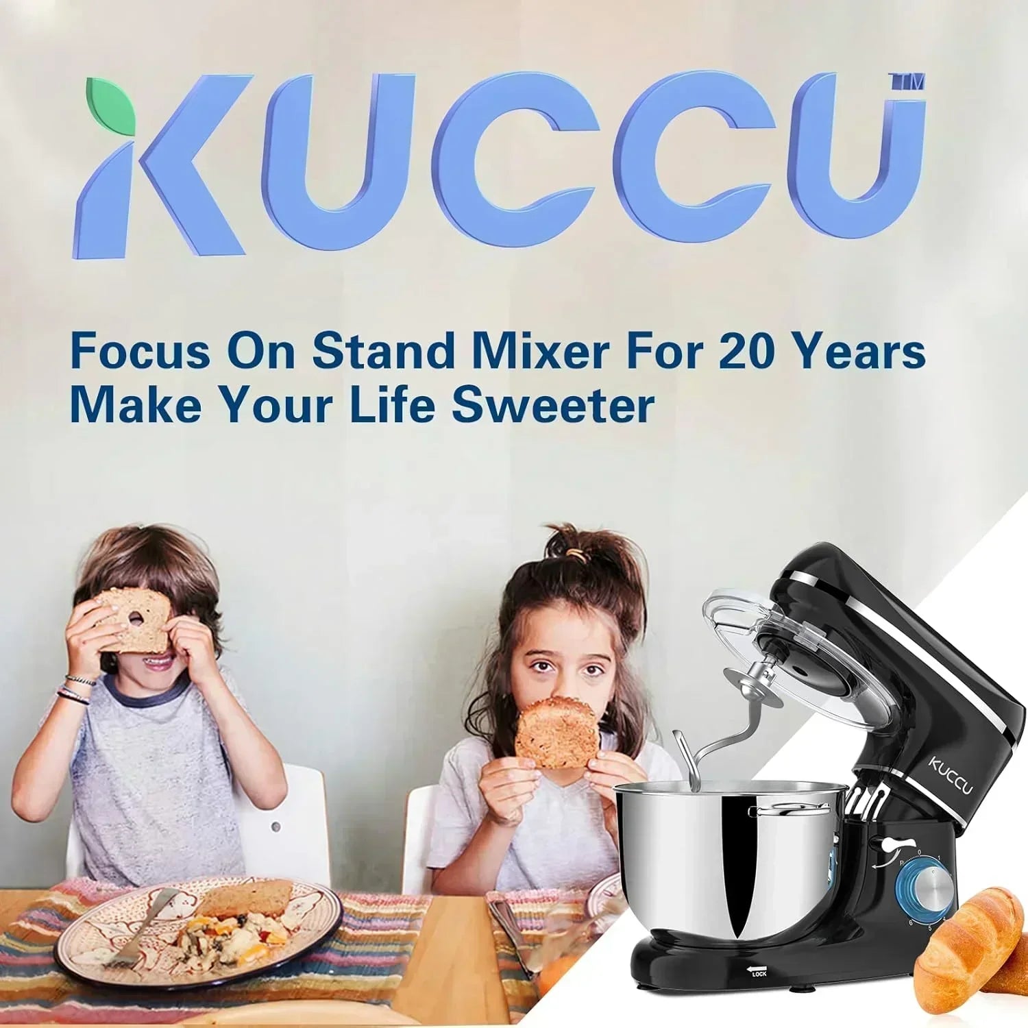 Stand Mixer 6.5 Qt 660W 6-Speed Tilt-Head Food Dough Mixer Kitchen Electric Mixer Stainless Steel