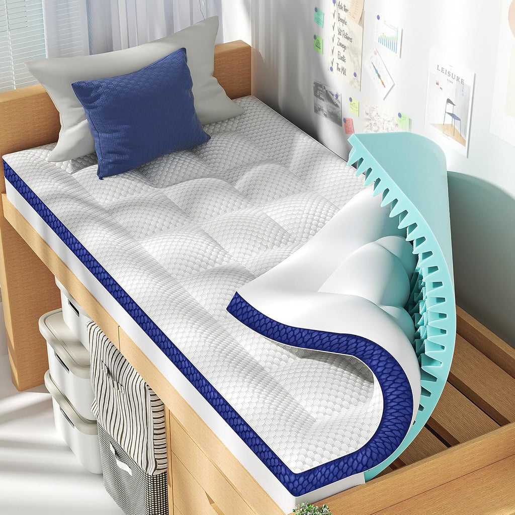 BEDELITE King Mattress Topper Dual Layer 4 Inch Memory Foam Mattress Topper, 2 Inch Pilow Top Mattress Pad and 2 Inch Premium Gel Foam Mattress, with Stretchable Pockets Up to 6-24