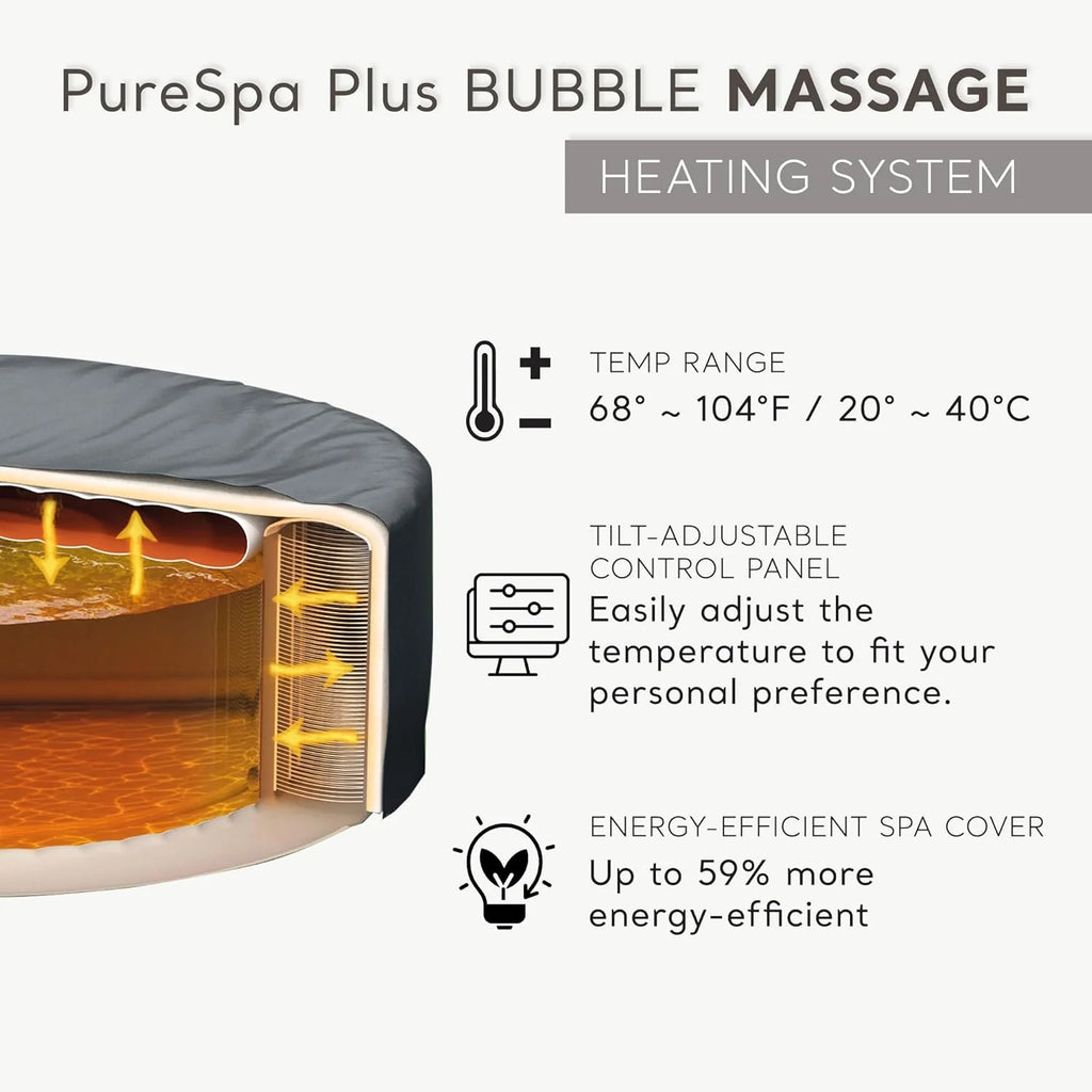 INTEX 28431EP PureSpa Plus Bubble Massage Inflatable Spa Set Includes Energy Efficient Spa Cover