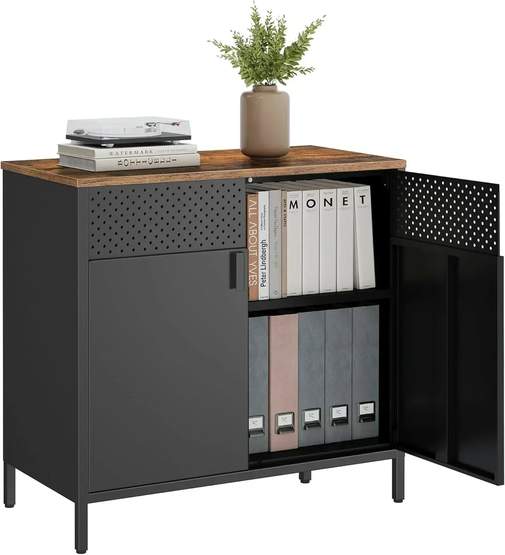 SONGMICS Storage Cabinet Metal Cabinet Sideboard with 2 Doors 15.7 x 31.5 x 29.9 inches
