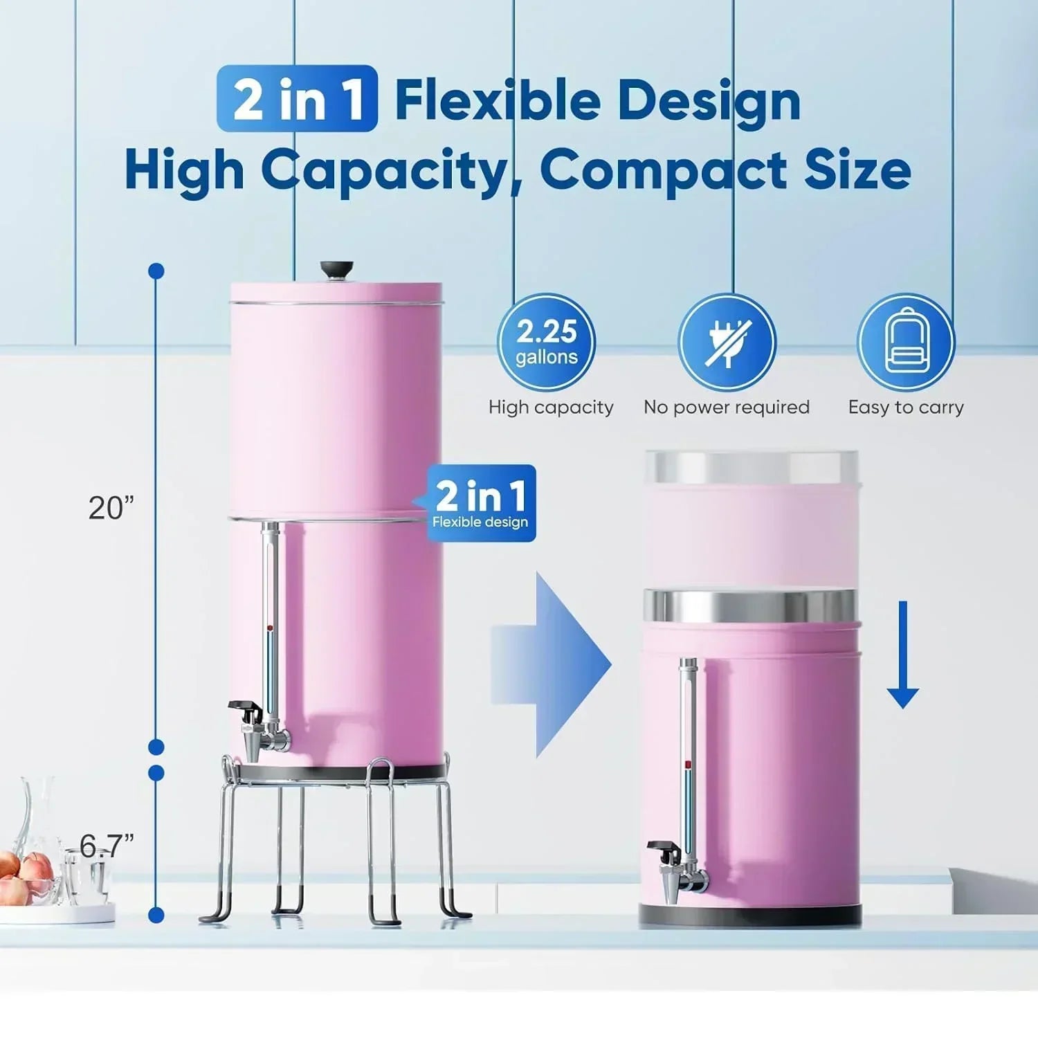 Purewell three-stage 0.01��m ultrafiltration gravity water filtration system 304