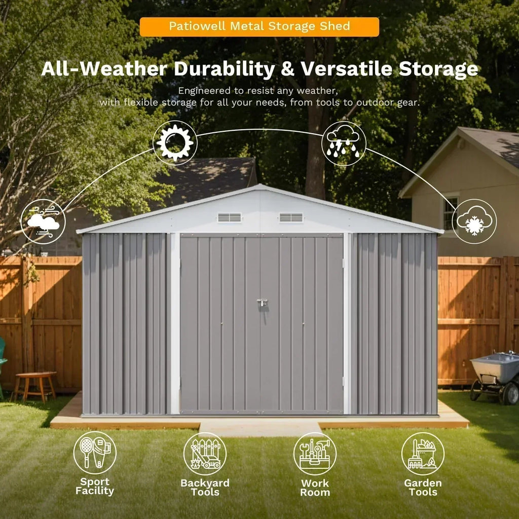 Patiowell 5x3 FT Outdoor Storage Shed Tool Shed with Sloping Roof and Lockable Door Metal Shed