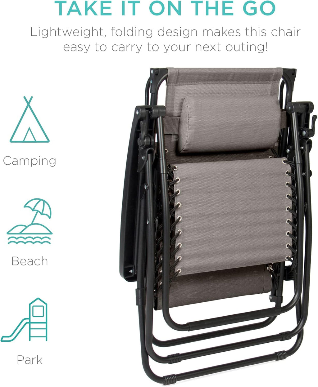Best Choice Products Folding Zero Gravity Recliner Patio Lounge Chair Adjustable Canopy Shade