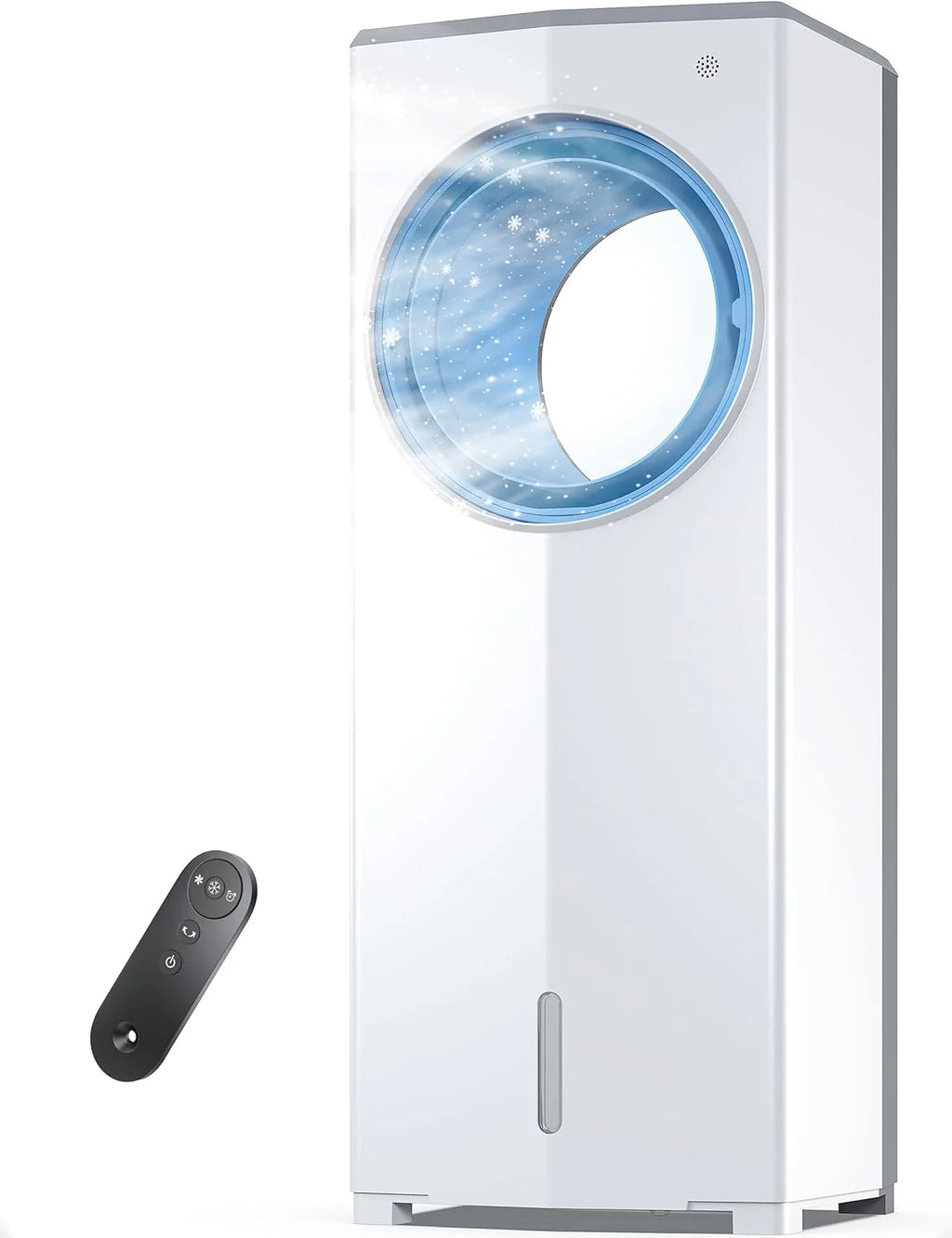 Windowless Portable Air Conditioner, 26.3 Small Evaporative Air Cooler for Room No Window, 3-Speed Settings, 4 Modes, 7H Timer, Remote Control, 4 Ice Packs, Quiet AC Unit for Bedroom
