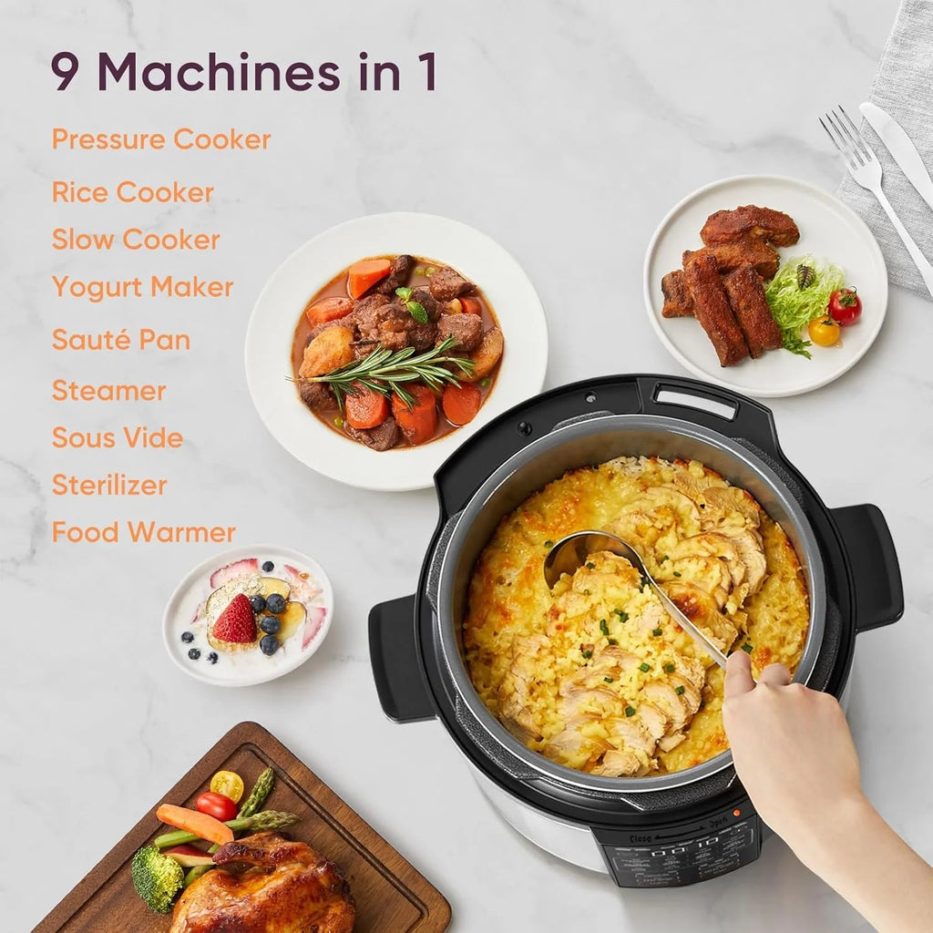 COSORI 6-Quart Stainless Steel Pressure Cooker Multi-Function Cooker with Ceramic Inner Pot for Rice, Slow Cooking, Sous Vide, and Stir-frying