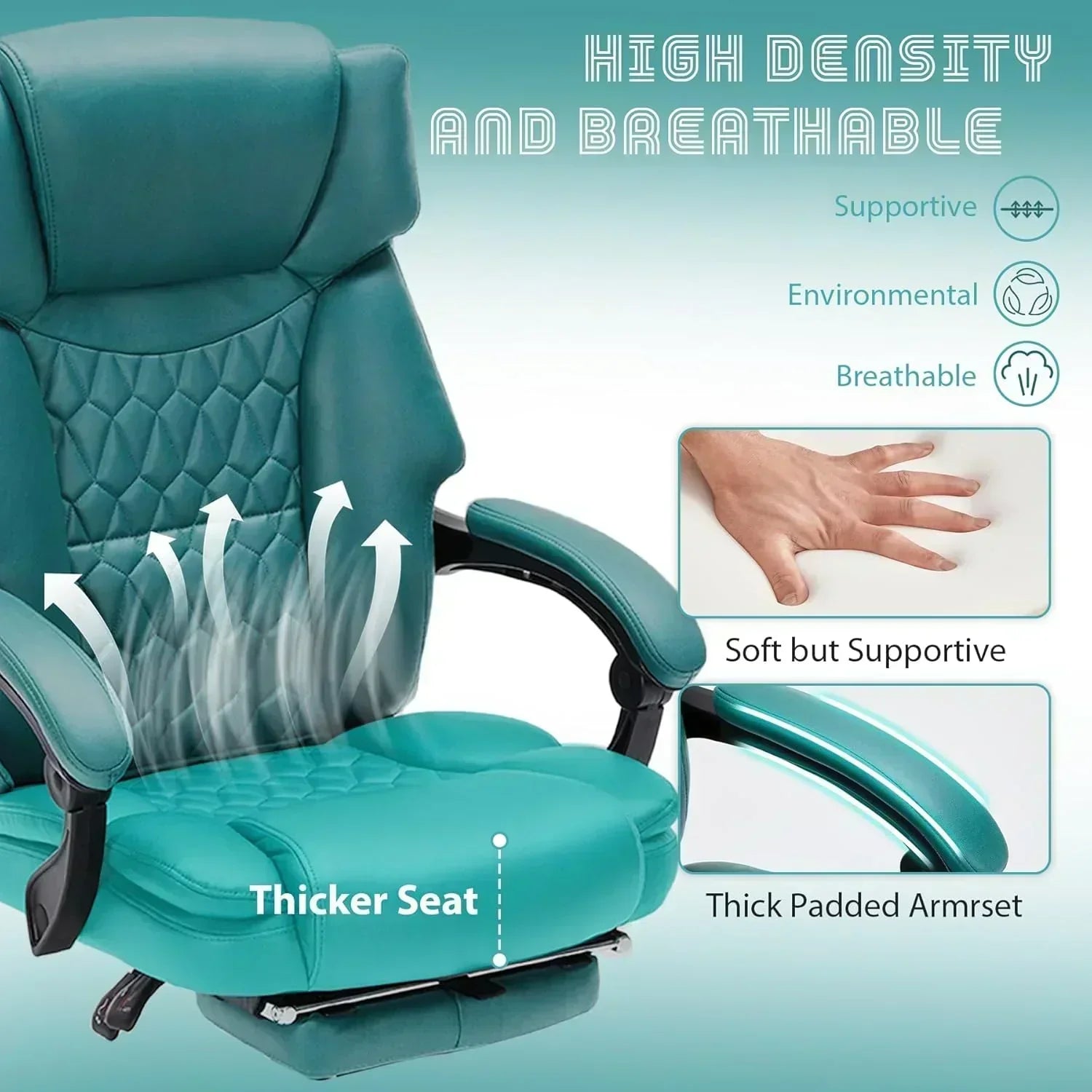 Massage Office Chair with Footrest 6 Point Vibration and Heating Home Office Desk Chair