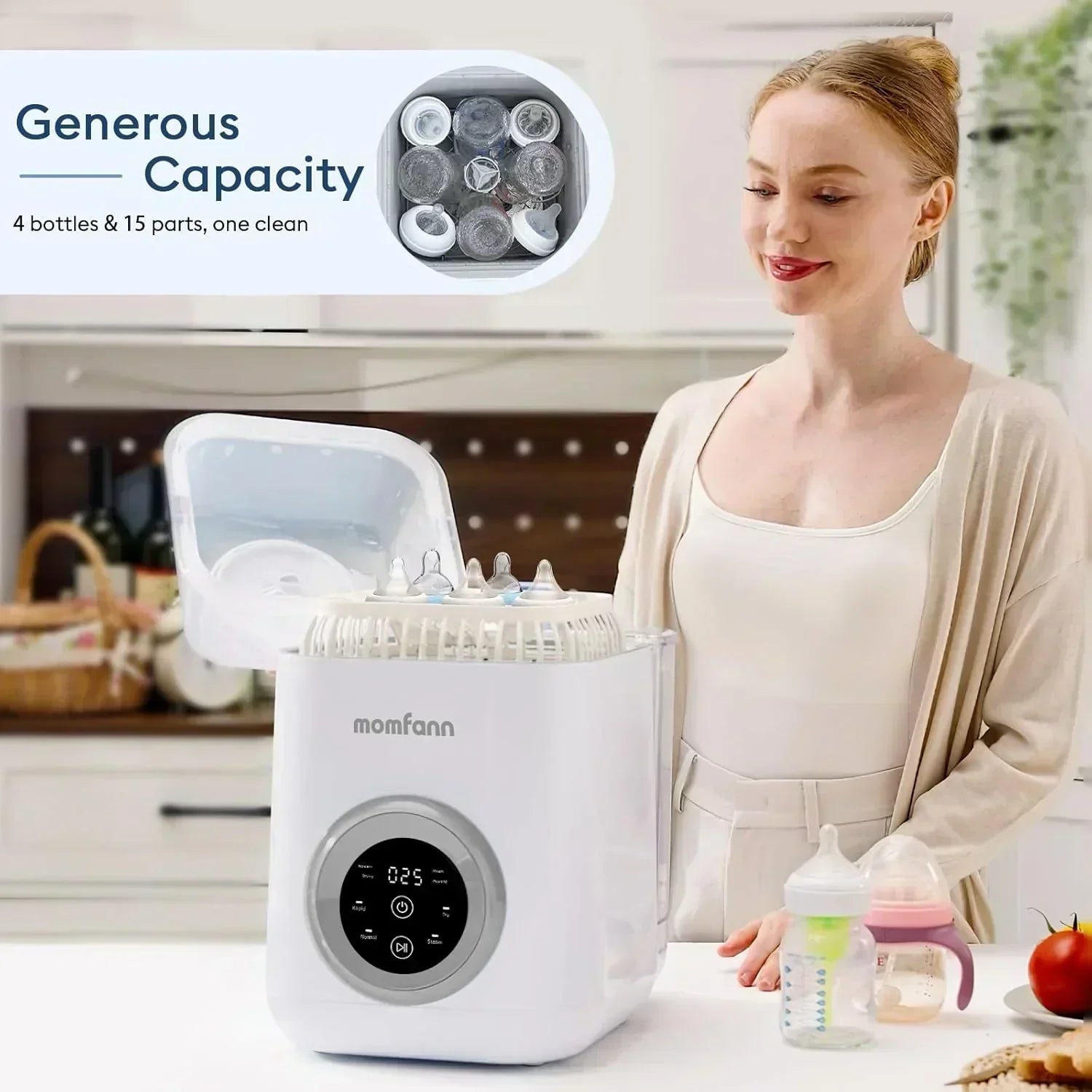 Baby Bottle Washer-19 Min Rapid Wash Sterilizer and Dryer All-in-One Cleaner Bottles Pump Parts