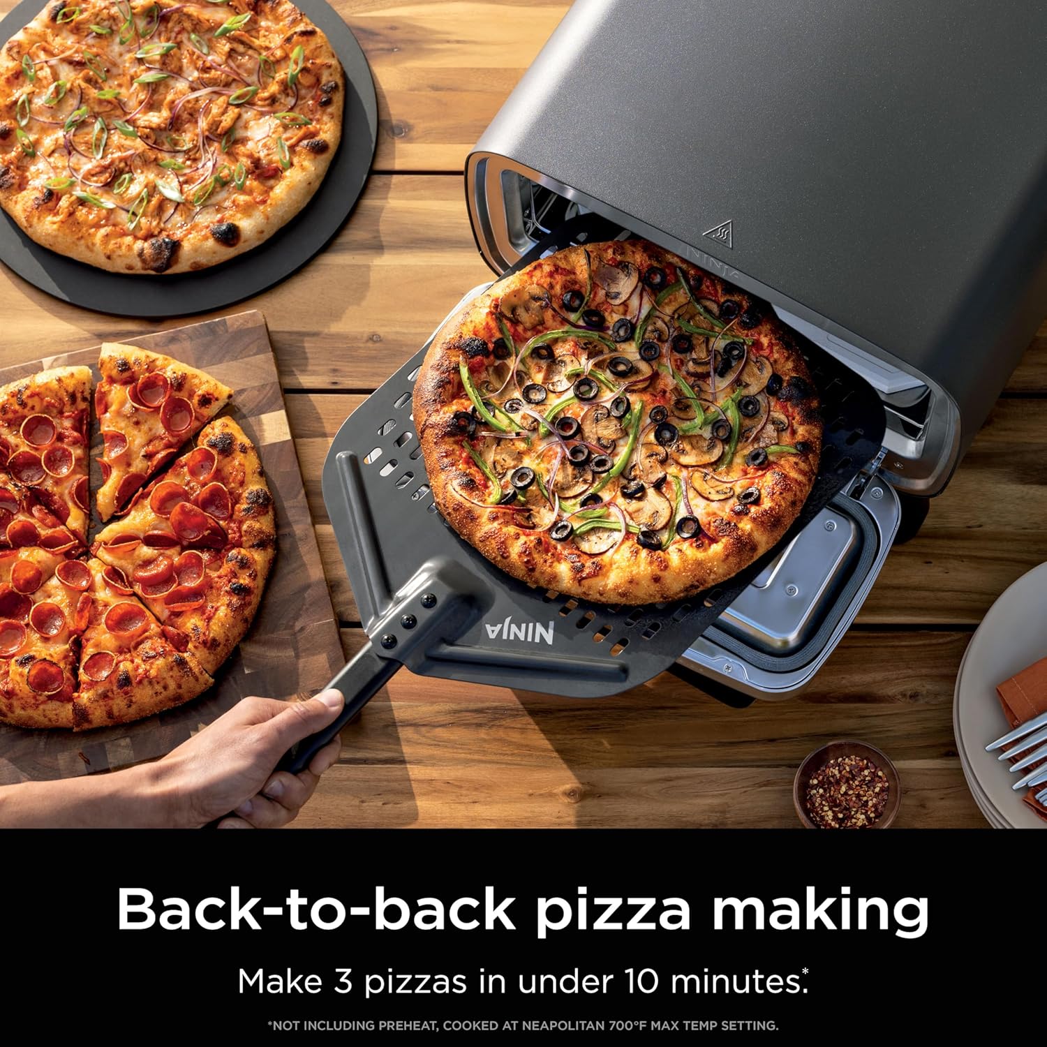 Ninja Artisan Outdoor Pizza Oven 12-inch 3-minute Pizza Neapolitan Thin Crust New York Chicago