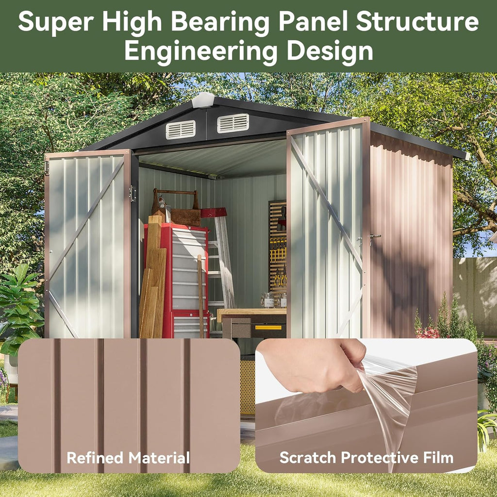Aoxun 6.2x4 FT Shed Outdoor Storage Shed Metal Garden Shed Sloping Roof Tool Shed Bike Shed