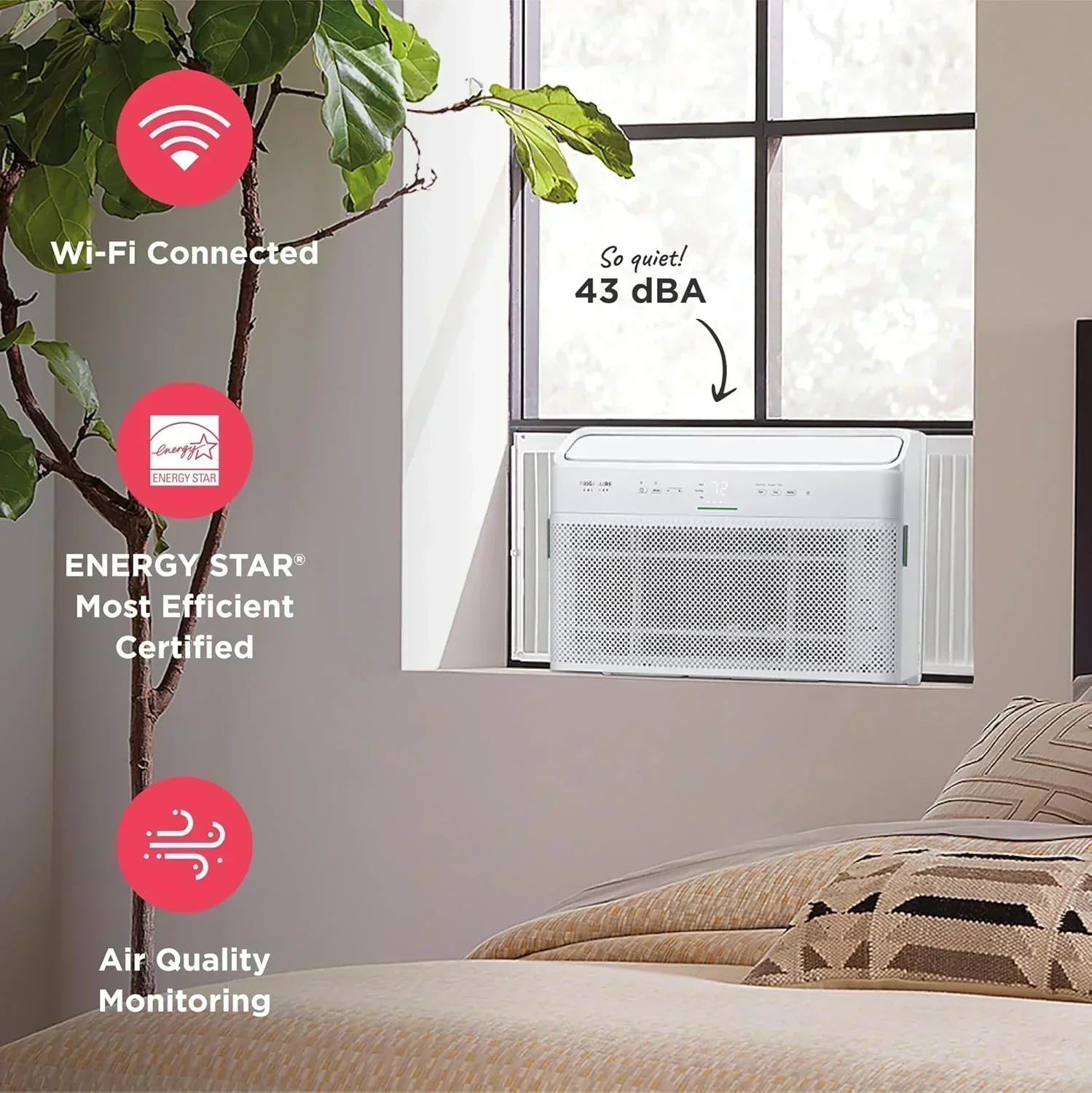 Frigidaire GHWQ103WC1 Inverter Quiet Temp Room Air Conditioner 10,000 BTU with Wi-Fi Connected