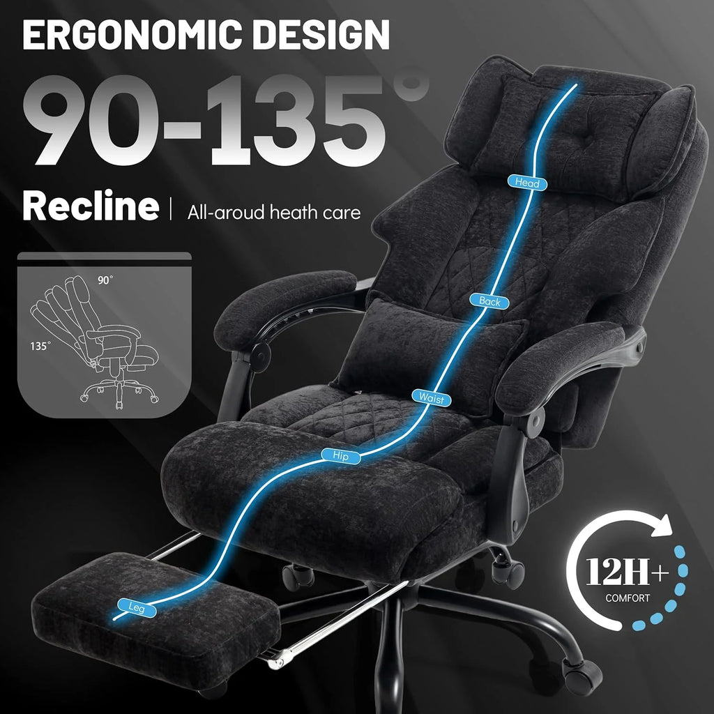 Massage Office Chair with Footrest, Large and Tall Leather Office Chair 500 lbs