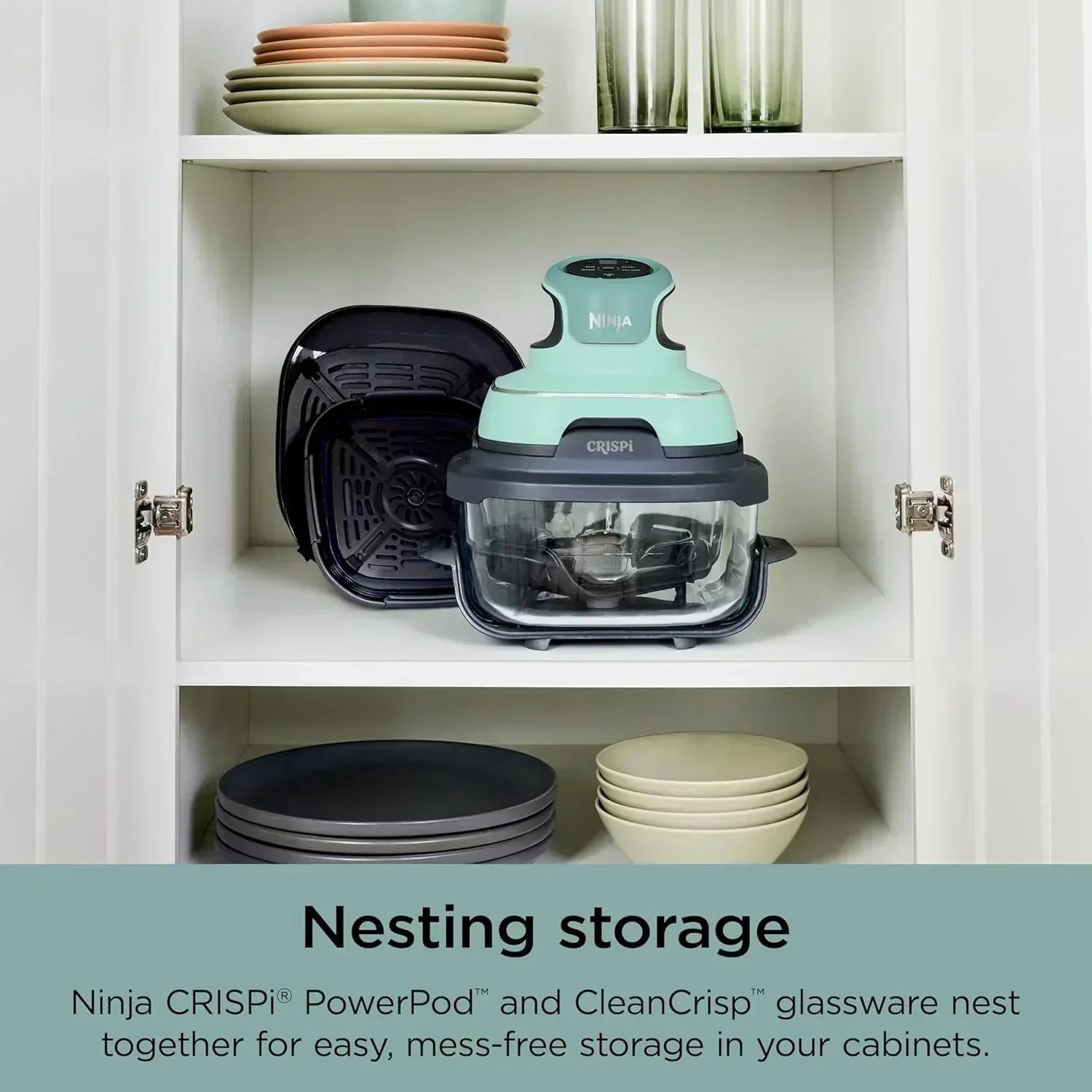 Ninja Crispi 4 in 1 Portable Glass Air Fryer Cooking System 4QT 6 Cup TempWare Glass Containers