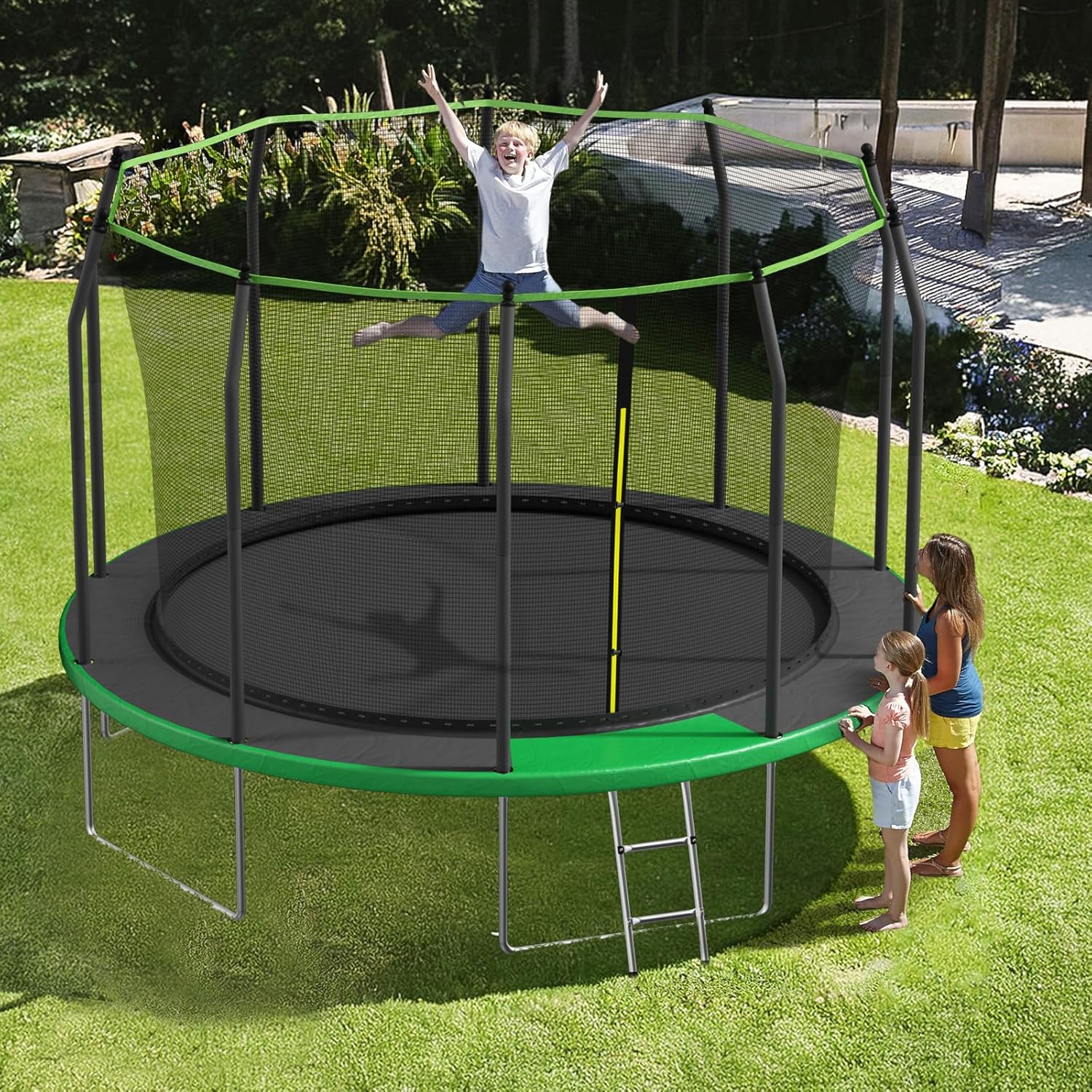 AOTOB 8FT 10FT 12FT 14 FT 15FT Trampoline with Safety Enclosure Net Outdoor Trampoline