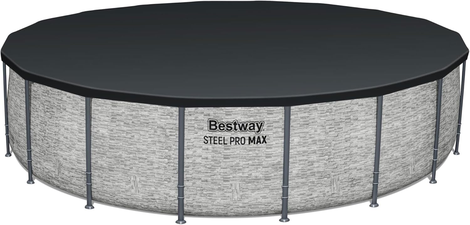 Steel Pro MAX 14 Foot x 48 Inch Round Metal Frame Above Ground Outdoor Swimming Pool Set