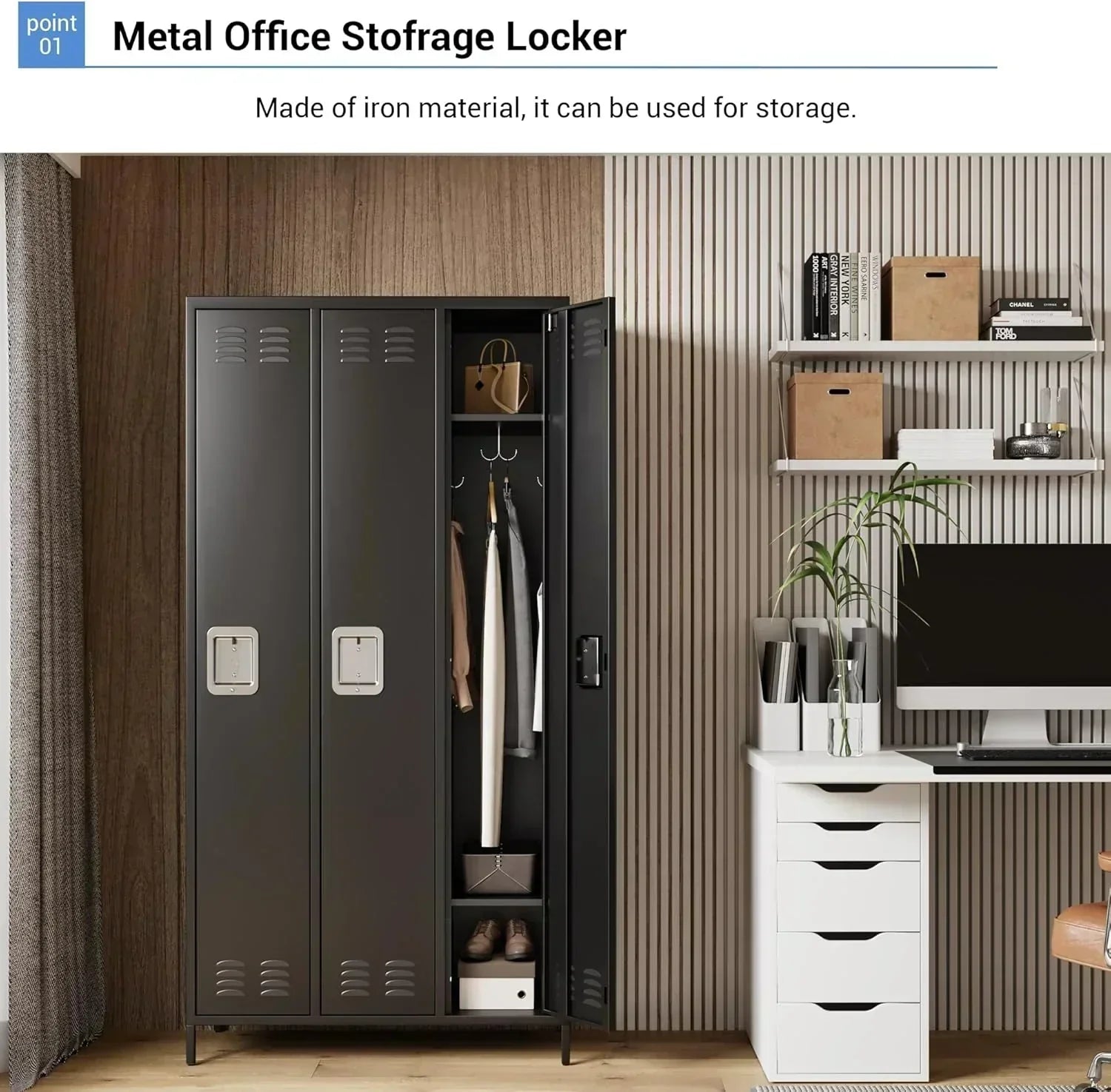 GAOMON Locker for Employees 6 Doors Locker Cabinet with Hooks Storage Locker