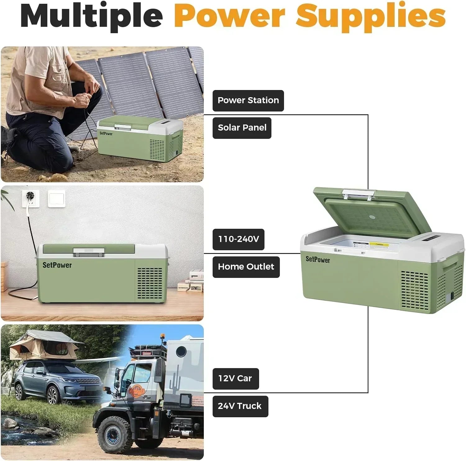 12V Refrigerator 21 Quart Portable Freezer 50 Hours Keep Cool Electric Cooler Car Refrigerator