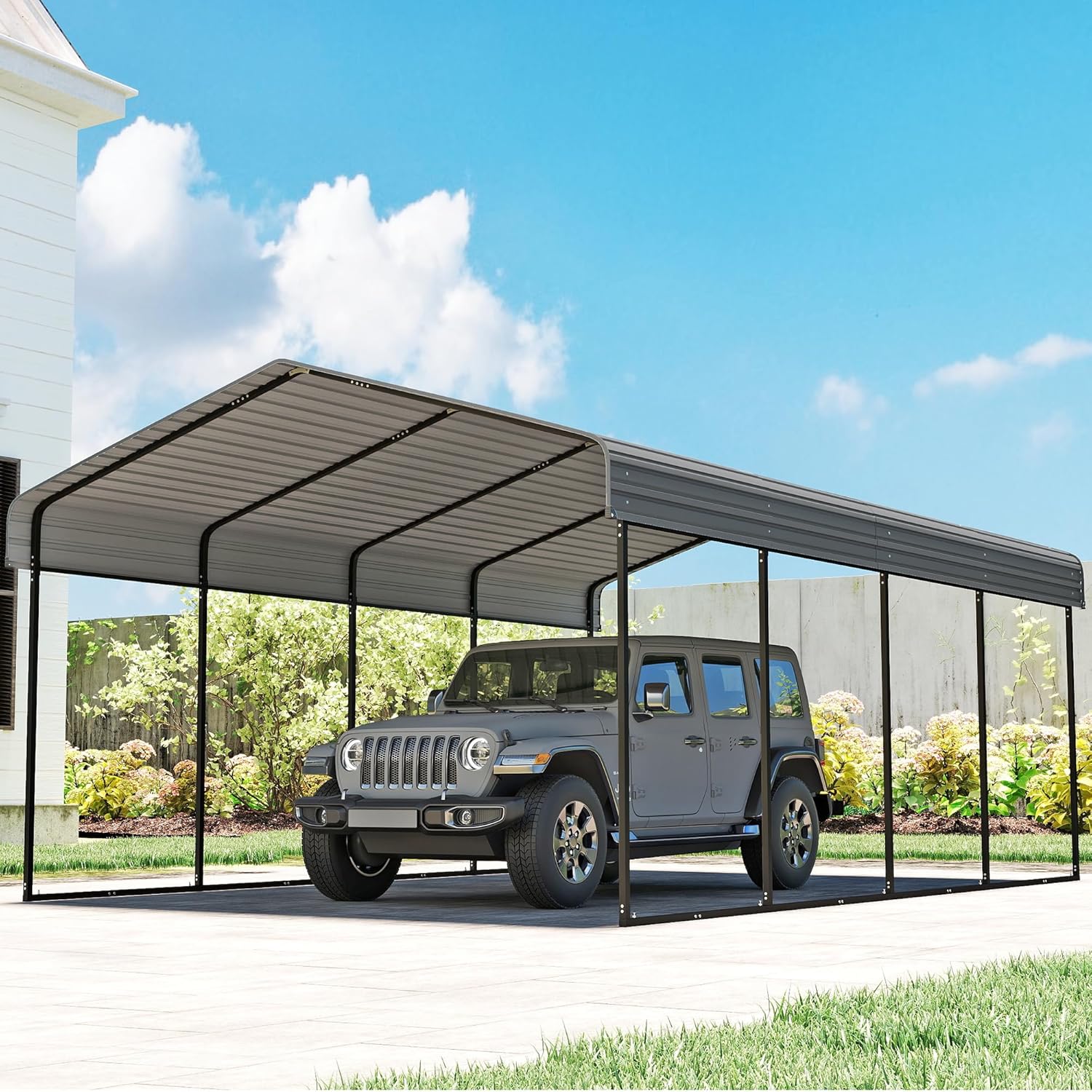 10'x15' Heavy Duty Metal Carport Outdoor Garage Car Shelter Shade with Heavier Frame