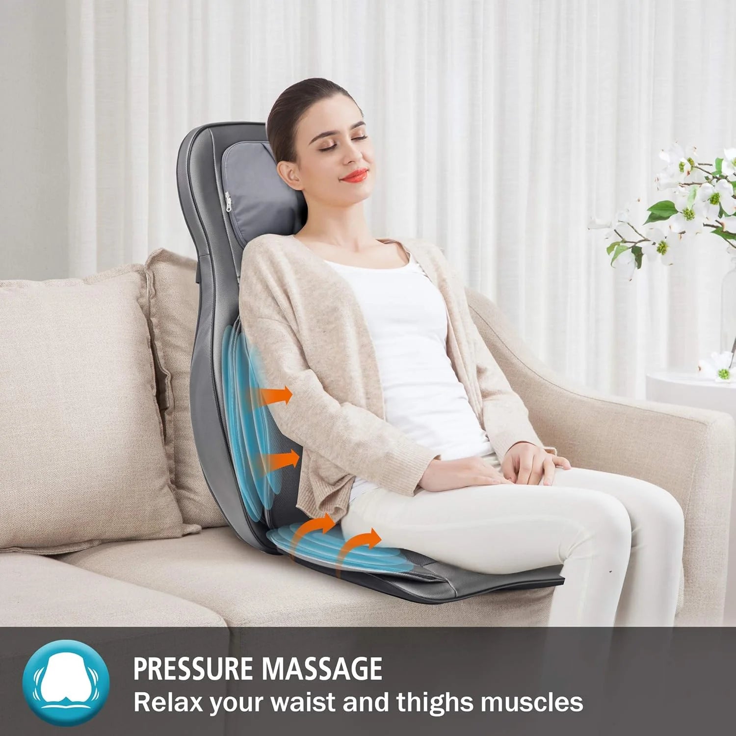 COMFIER Massager Chair with Heat Shiatsu Neck Back Massager Portable with Compress & Rolling Massage Chair Pad for Full Back Neck & Shoulders Full Body Pain