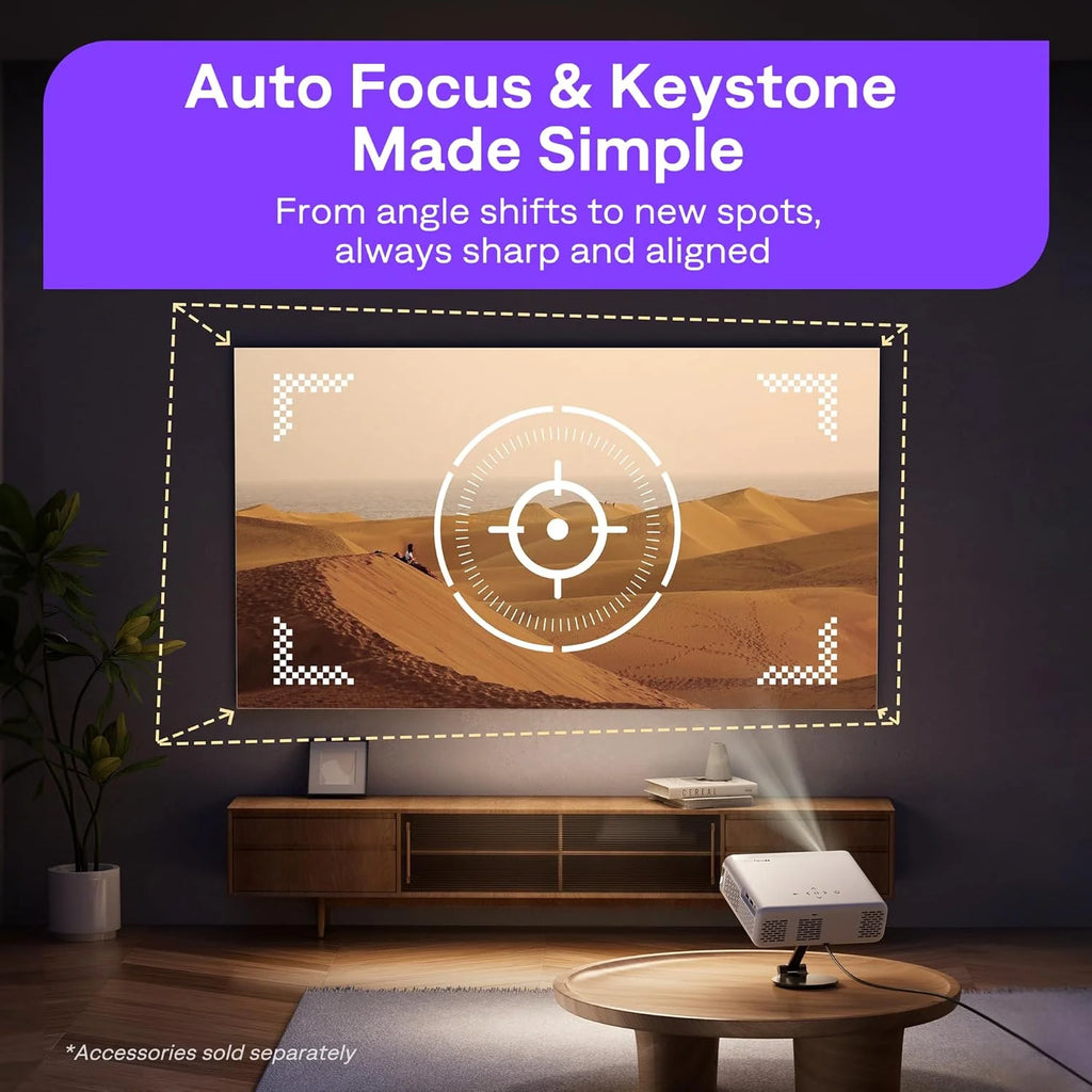 Aurzen Roku TV Smart Projector with Wifi and Bluetooth, Roku Streaming Experience Built-in