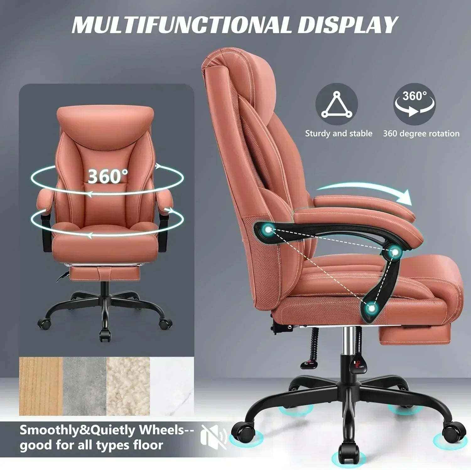 Office Chair Large High-Foot Computer Desk Chair Chair Lumbar Support Rotating Computer Chair
