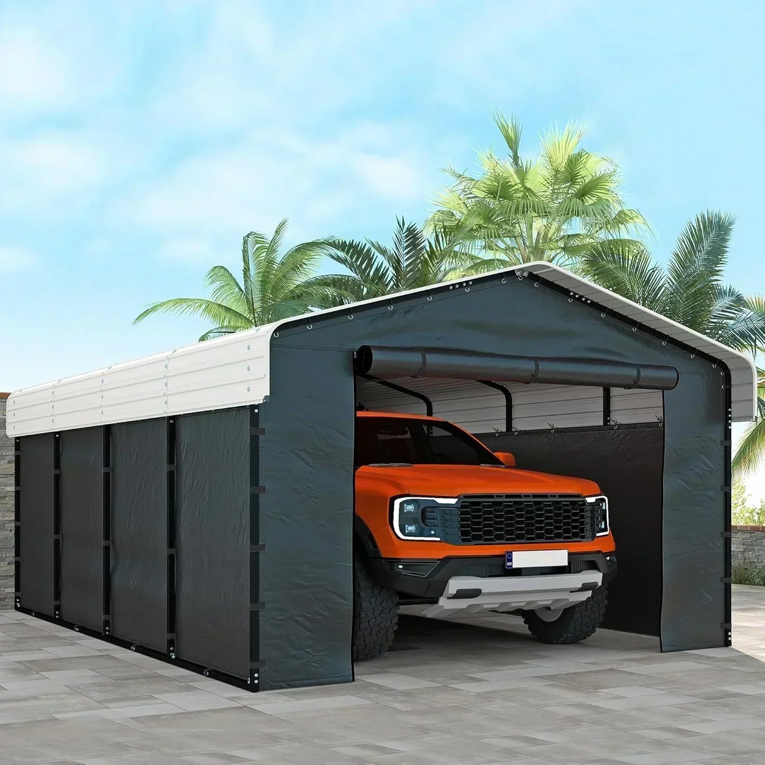 10'x15' Heavy Duty Metal Carport Outdoor Garage Car Shelter Shade with Heavier Frame