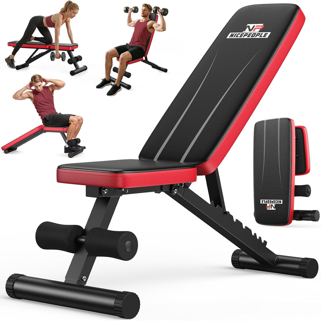 Basic Weight Bench for Home Gym, Foldable Workout Bench with 8 Backrests, 660LBS Weight Capacity Adjustable Bench