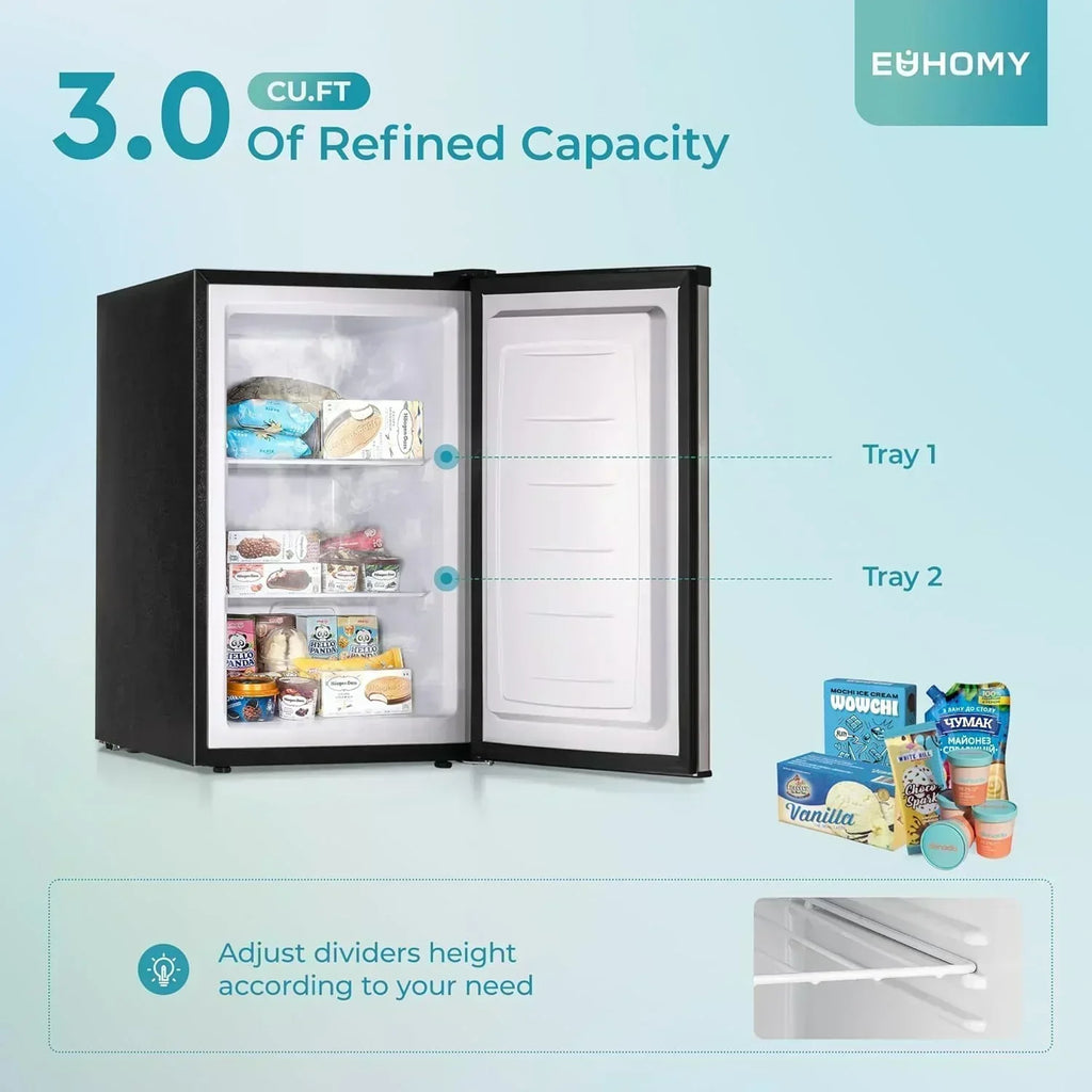 Upright freezer 3.0Cubic Feet Single Door Compact Mini Freezer with Reversible Door Small freezer