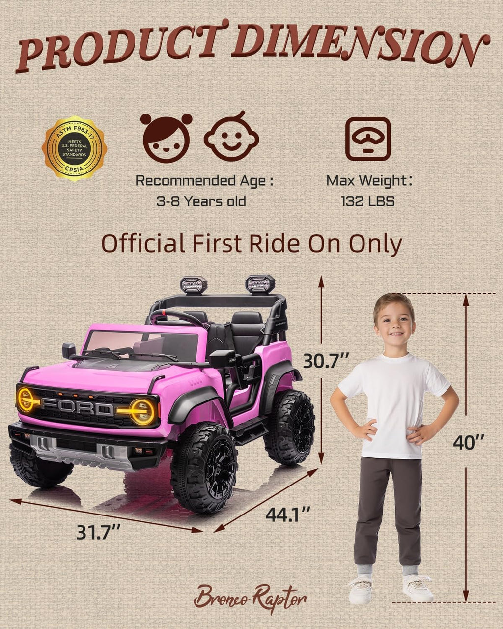 Kids Pink Ride-On Truck Battery Powered Electric Toy Car