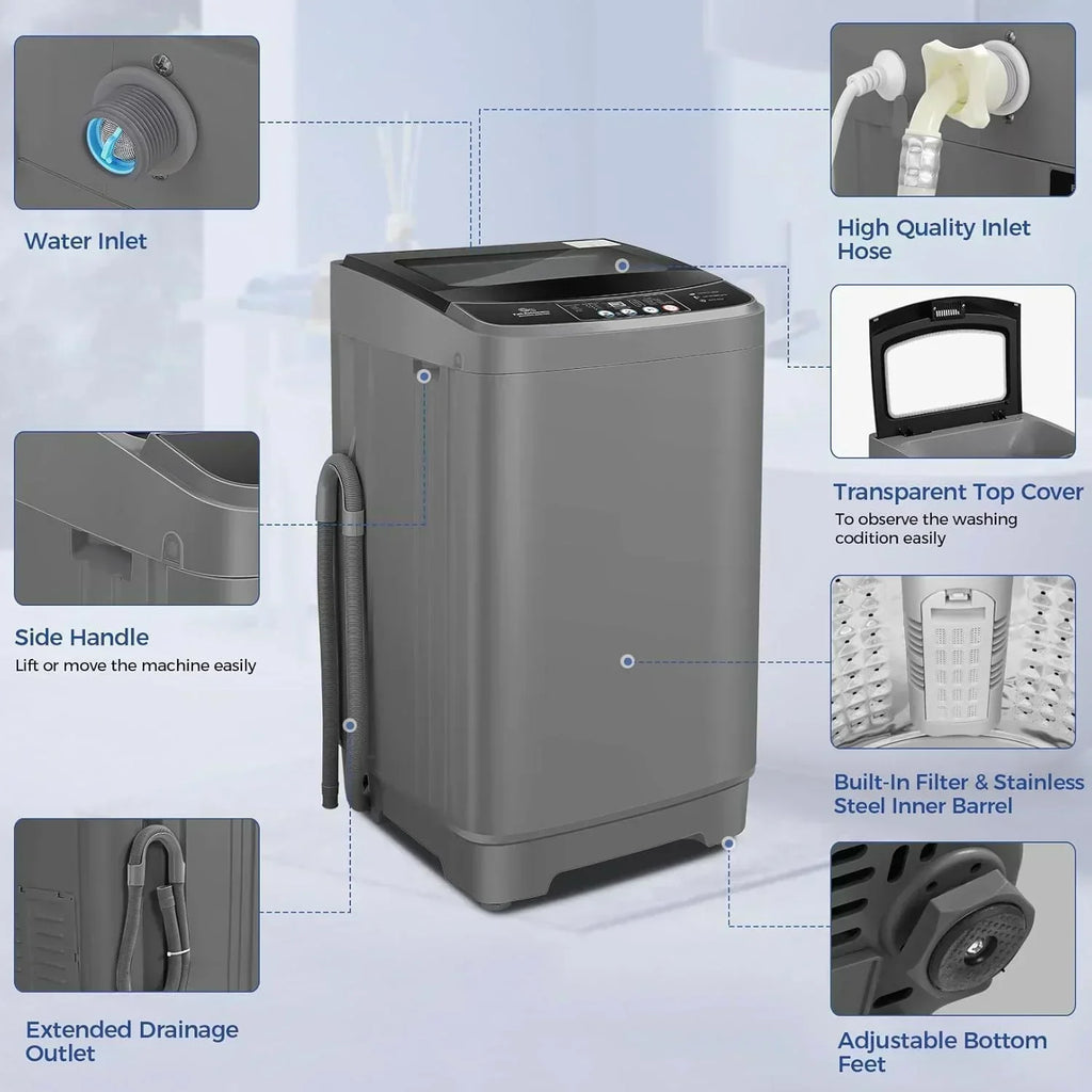 Nictemaw Portable Washing Machine 20Lbs Capacity Full-Automatic Portable Washer Machine