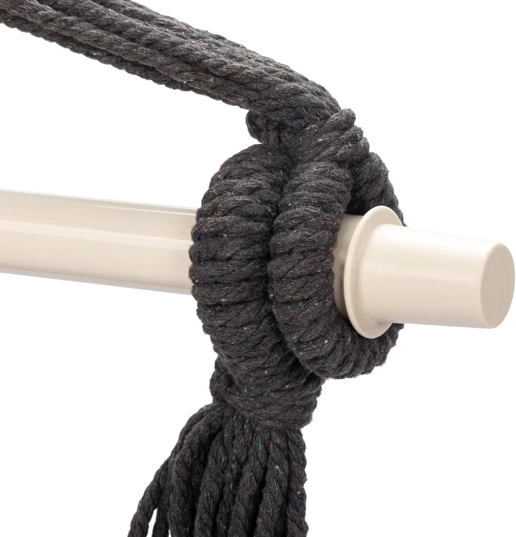 ONCLOUD Hammock Chair Hanging Rope Swing, Load Capacity Up to 550 LBS Macrame Hammock Swing Seat with Two Cushions, Hammock Seats with Portable Steel Spreader Bar for Indoor/Outdoor, Black