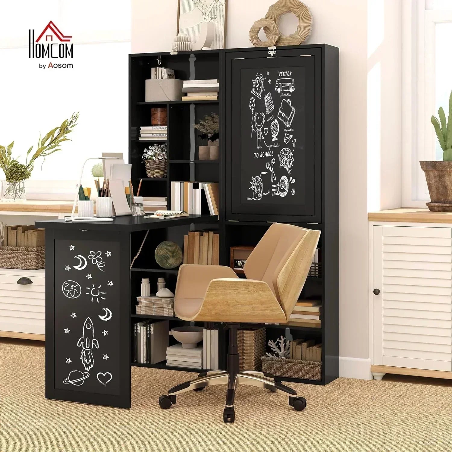 Folding convertible writing desk wall mounted desk cabinet multifunctional home workstation