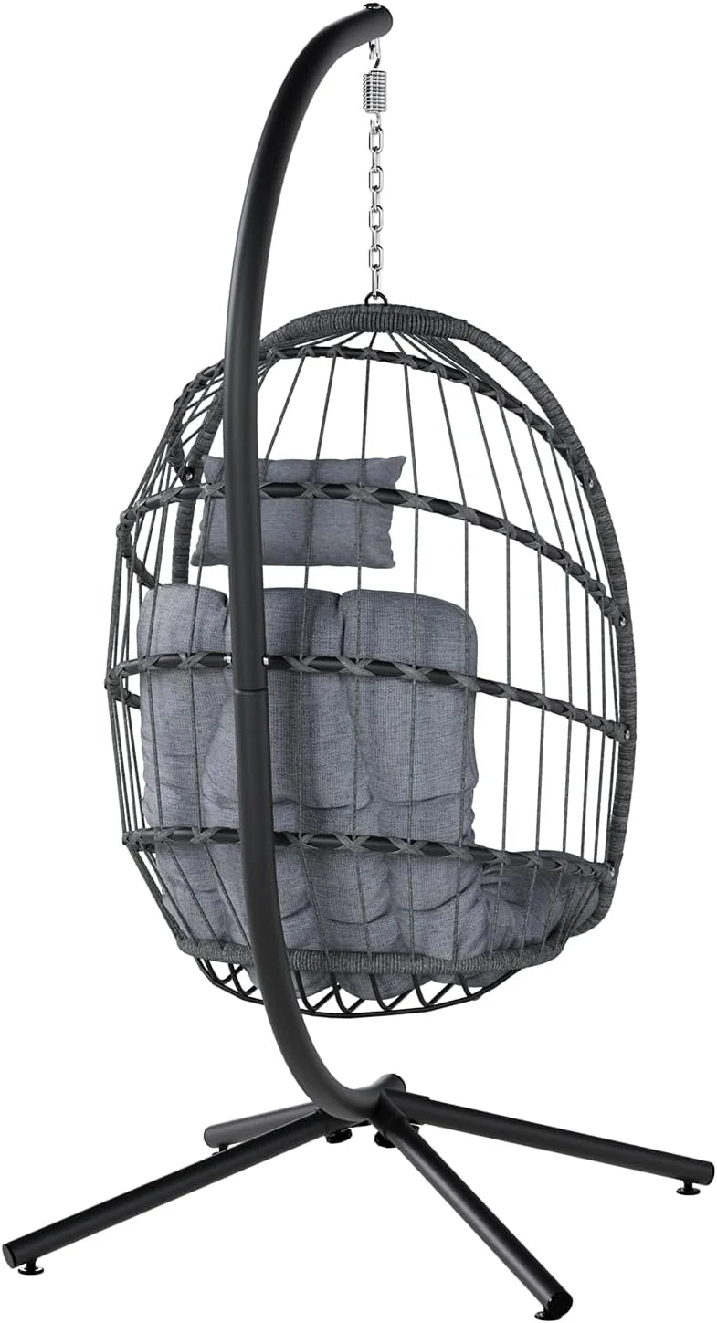 SWITTE Egg Chair Outdoor Indoor Wicker Hanging Egg Swing Chair 350lbs Capacity for Patio