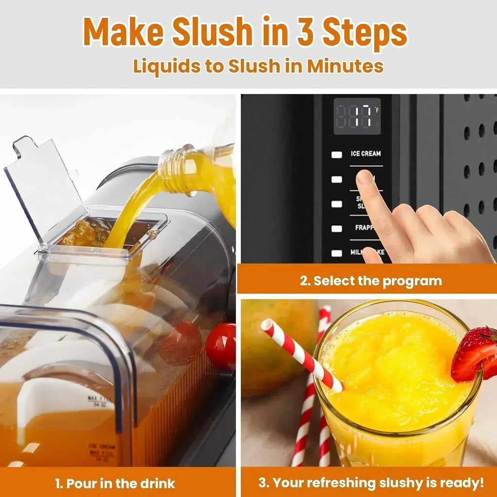 Slushie Machine Professional Frozen Drink Maker No Ice Needed Slushy Machine with LED Display
