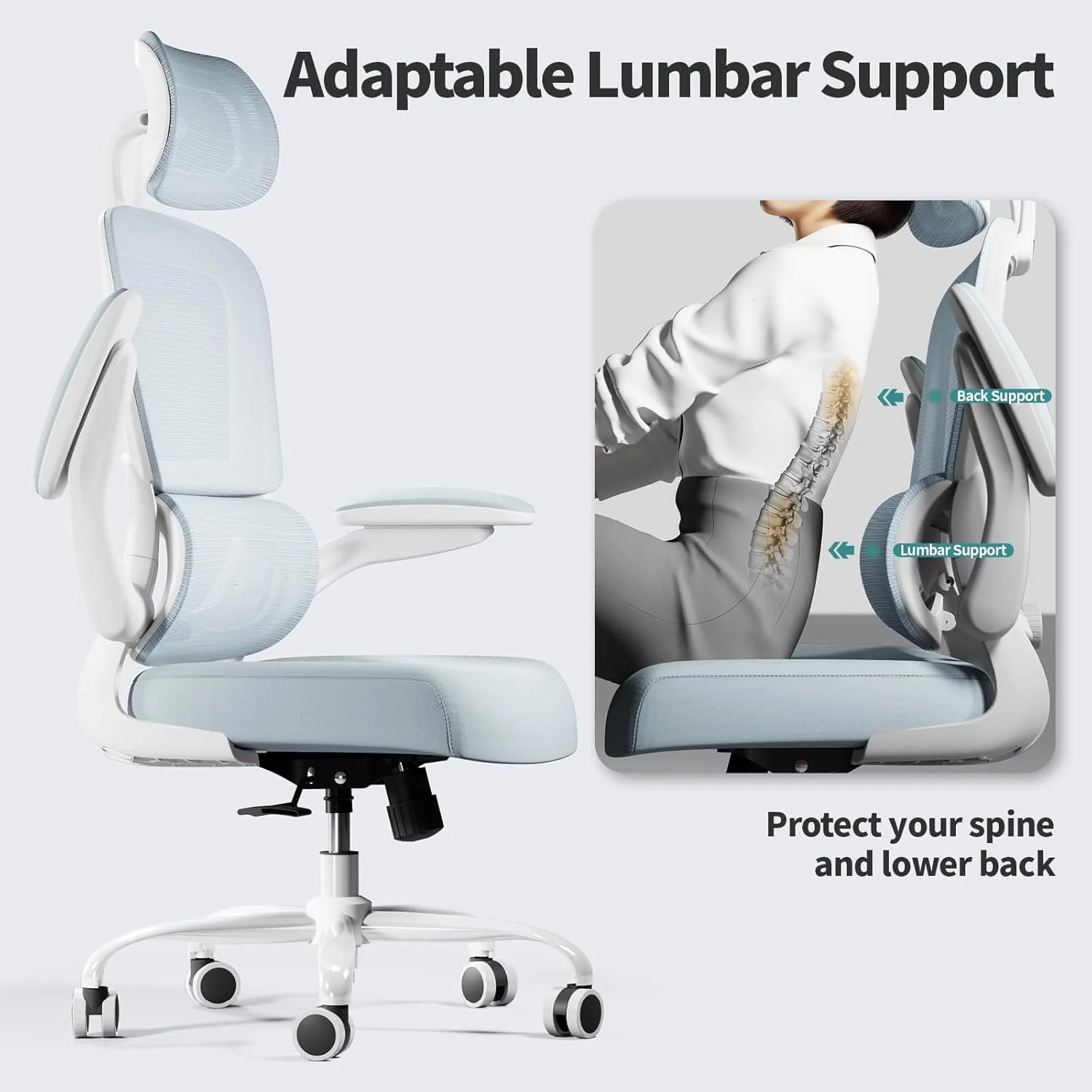 Office Chair Ergonomic Desk Chair, 330 lbs Home Mesh Desk Chair with Wheels, Comfortable Gaming Chair, High Back Office Chair