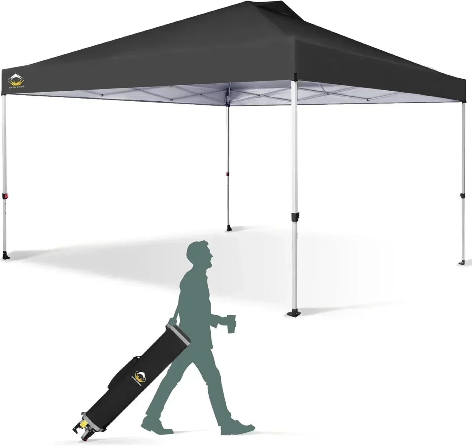 10x10 Pop-Up Awning One-Click Installation Beach Tent Outdoor Sunshade Silver Coated Top