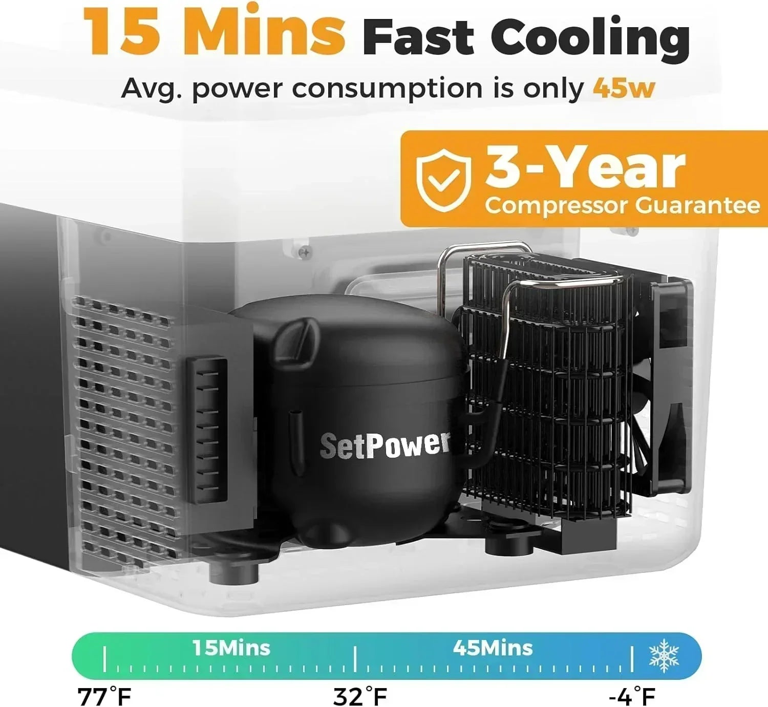 12V Refrigerator 21 Quart Portable Freezer 50 Hours Keep Cool Electric Cooler Car Refrigerator