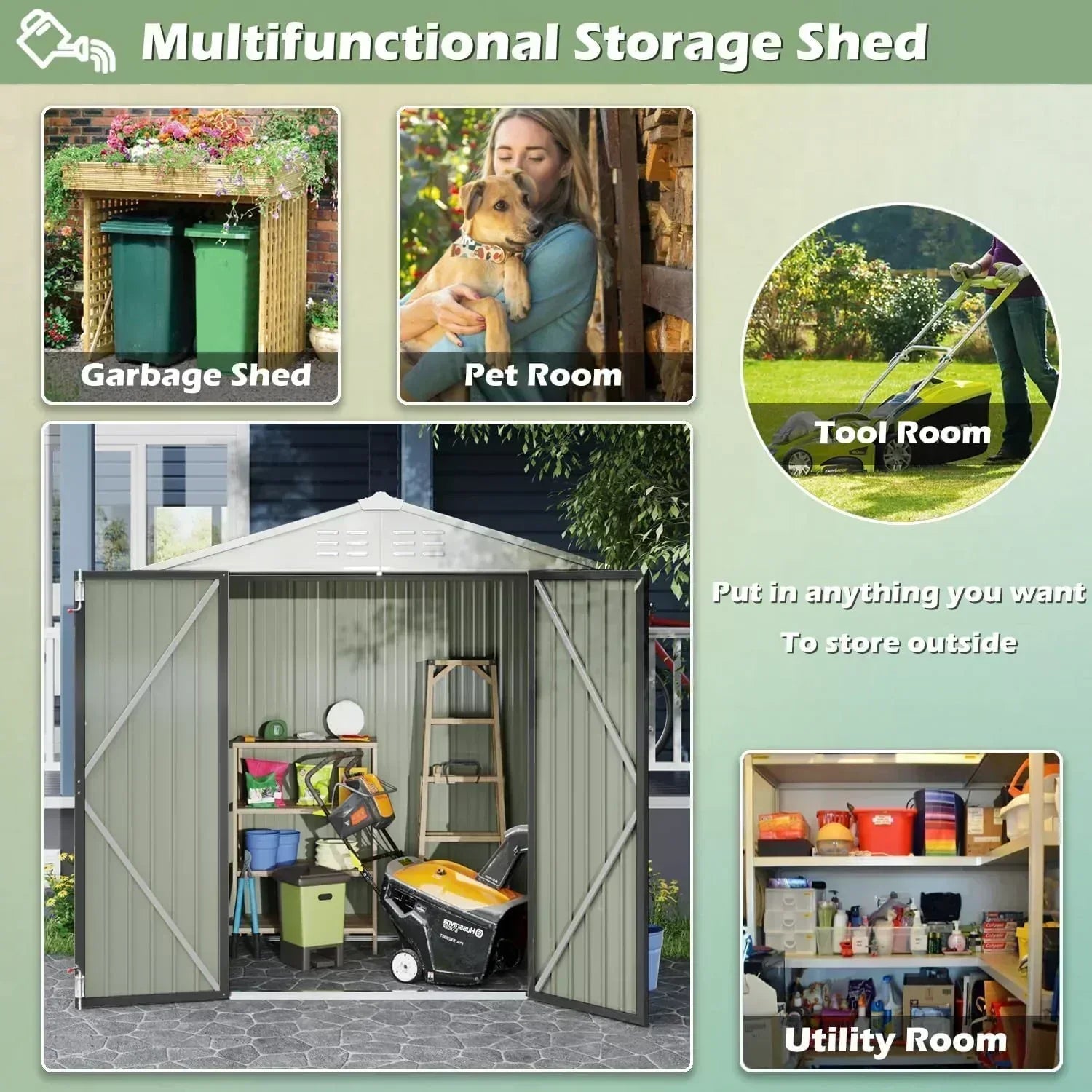 Devoko Outdoor Storage Shed Lockable Metal Garden Shed Steel Anti-Corrosion Storage House