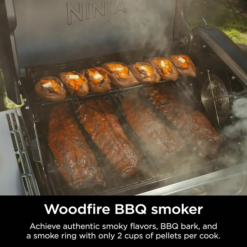 Ninja FlexFlame Grill and Smoker Electric Propane Grill Roaster BBQ Grill 5-in-1 Cooking System