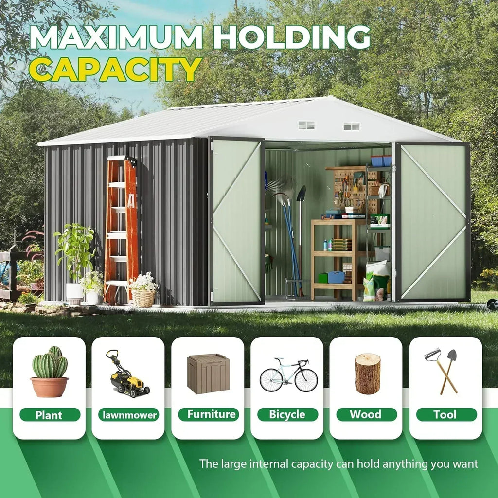 Devoko Outdoor Storage Shed Lockable Metal Garden Shed Steel Anti-Corrosion Storage House