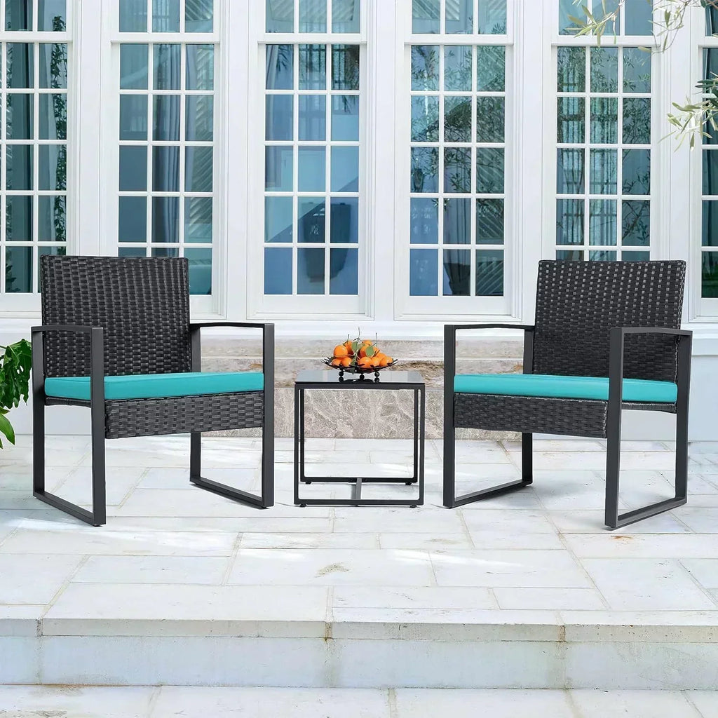 Flamaker 3 Pieces Patio Set Outdoor Wicker Furniture Sets Modern Rattan Chair Conversation Sets